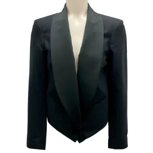 Isabel Marant Black Satin Trimmed Tuxedo-Style Cotton and Linen Jacket