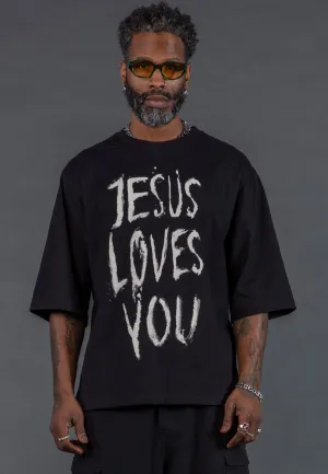 JESUS LOVES YOU OVERSIZED T-SHIRT BLACK