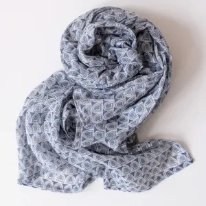Kakia Blue Block Printed Scarf