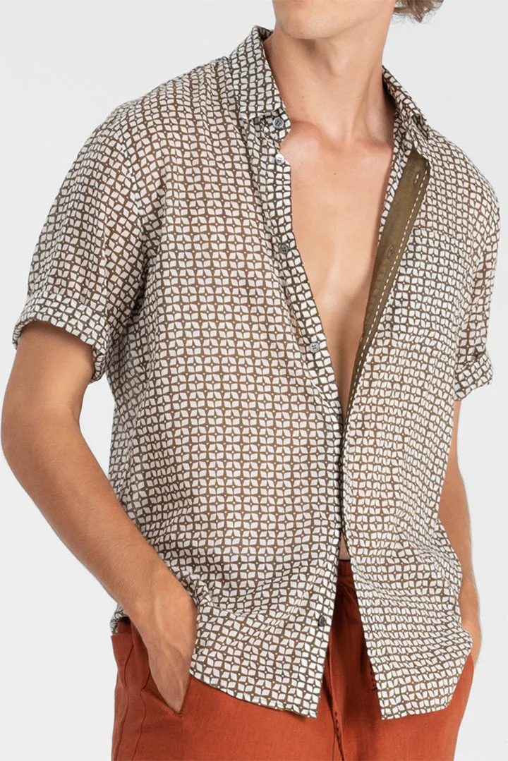 Keenon - Rolled short sleeves slim fit shirt