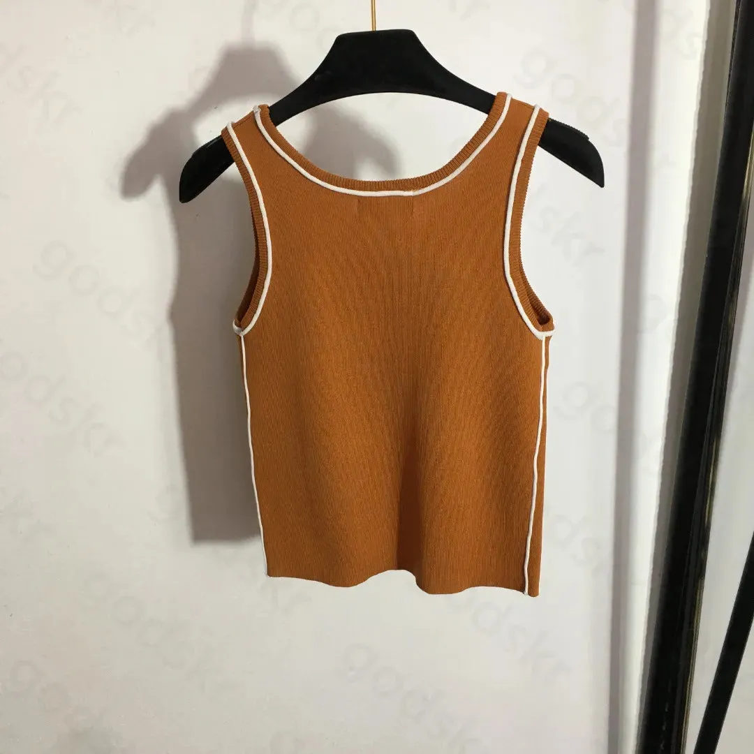 Knit Women Sports Vest Yoga Camisole Fashion Designer Embroidery Tank Top Sexy Slim Sleeveless Vest