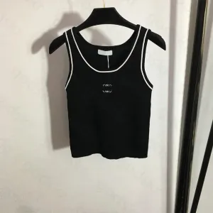 Knit Women Sports Vest Yoga Camisole Fashion Designer Embroidery Tank Top Sexy Slim Sleeveless Vest