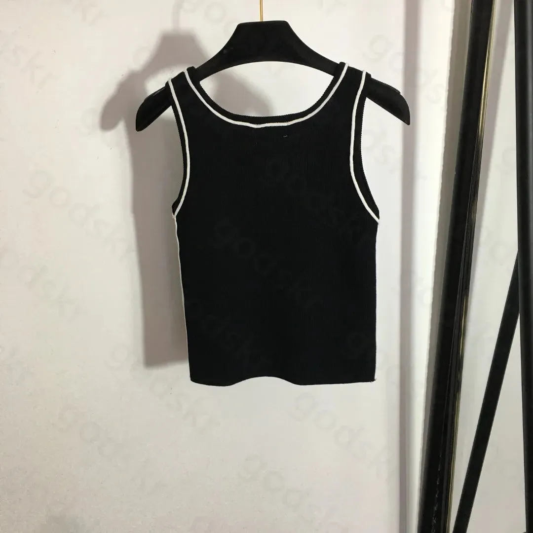 Knit Women Sports Vest Yoga Camisole Fashion Designer Embroidery Tank Top Sexy Slim Sleeveless Vest