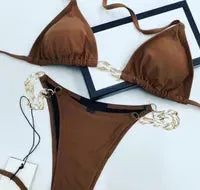 Lace-up triangle Bag bikini Fashion print Ladies sexy mesh alphabet embroidery See-through lace sexy swimsuit bikini underwear