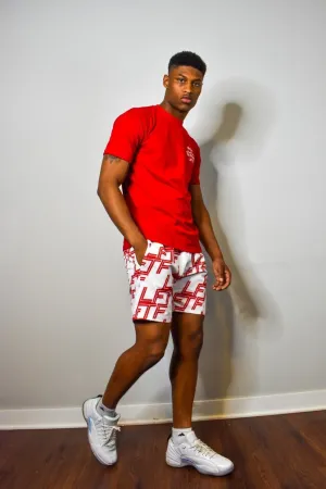 LFTF WHT/RED ALL Over Print Shorts