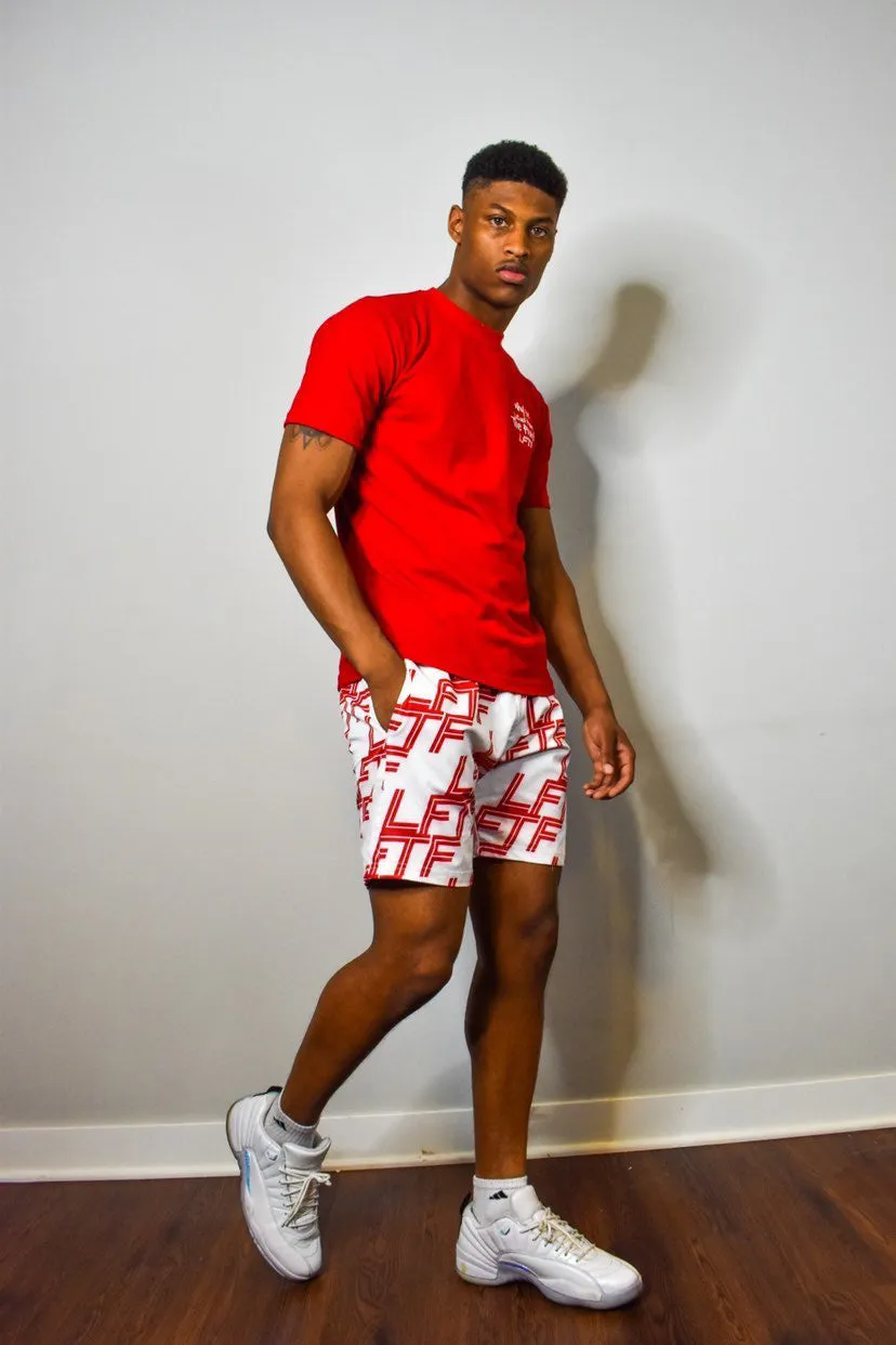 LFTF WHT/RED ALL Over Print Shorts