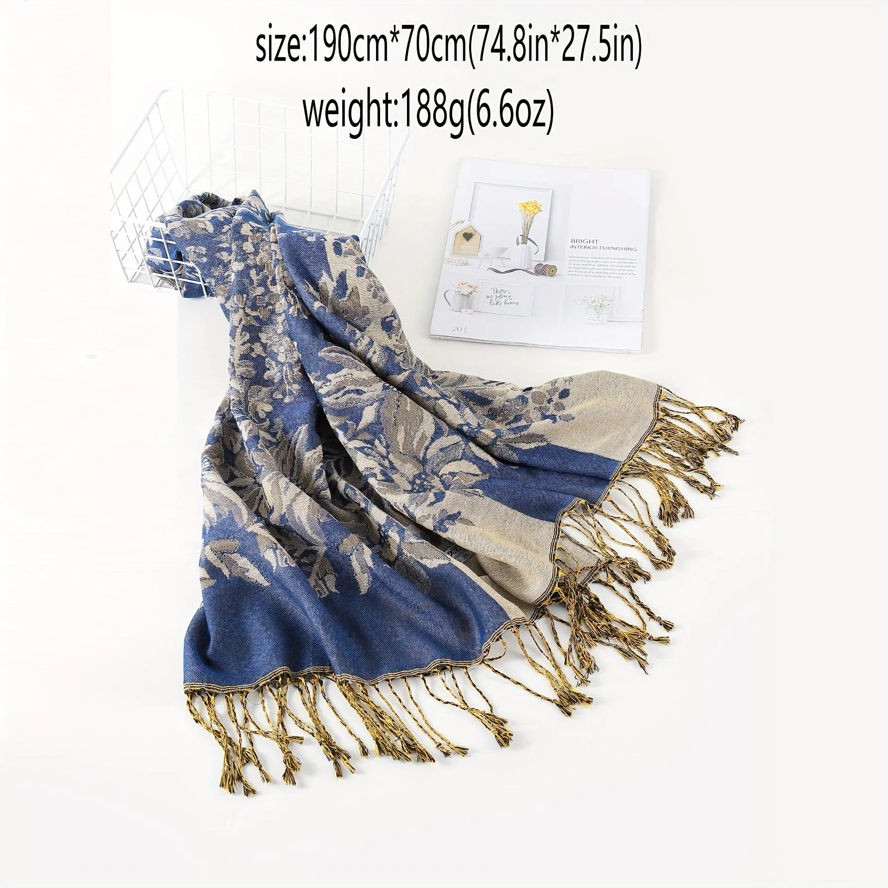 Long Grape Flower Scarf - Exquisitely Elegant, Ultra-Soft, Warm, and Windproof - Boho Vintage Inspired Tassel Shawl for Autumn and Winter Seasons
