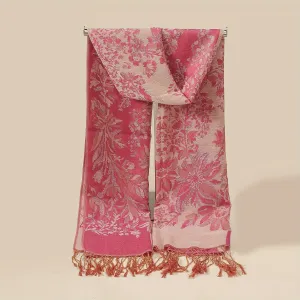 Long Grape Flower Scarf - Exquisitely Elegant, Ultra-Soft, Warm, and Windproof - Boho Vintage Inspired Tassel Shawl for Autumn and Winter Seasons