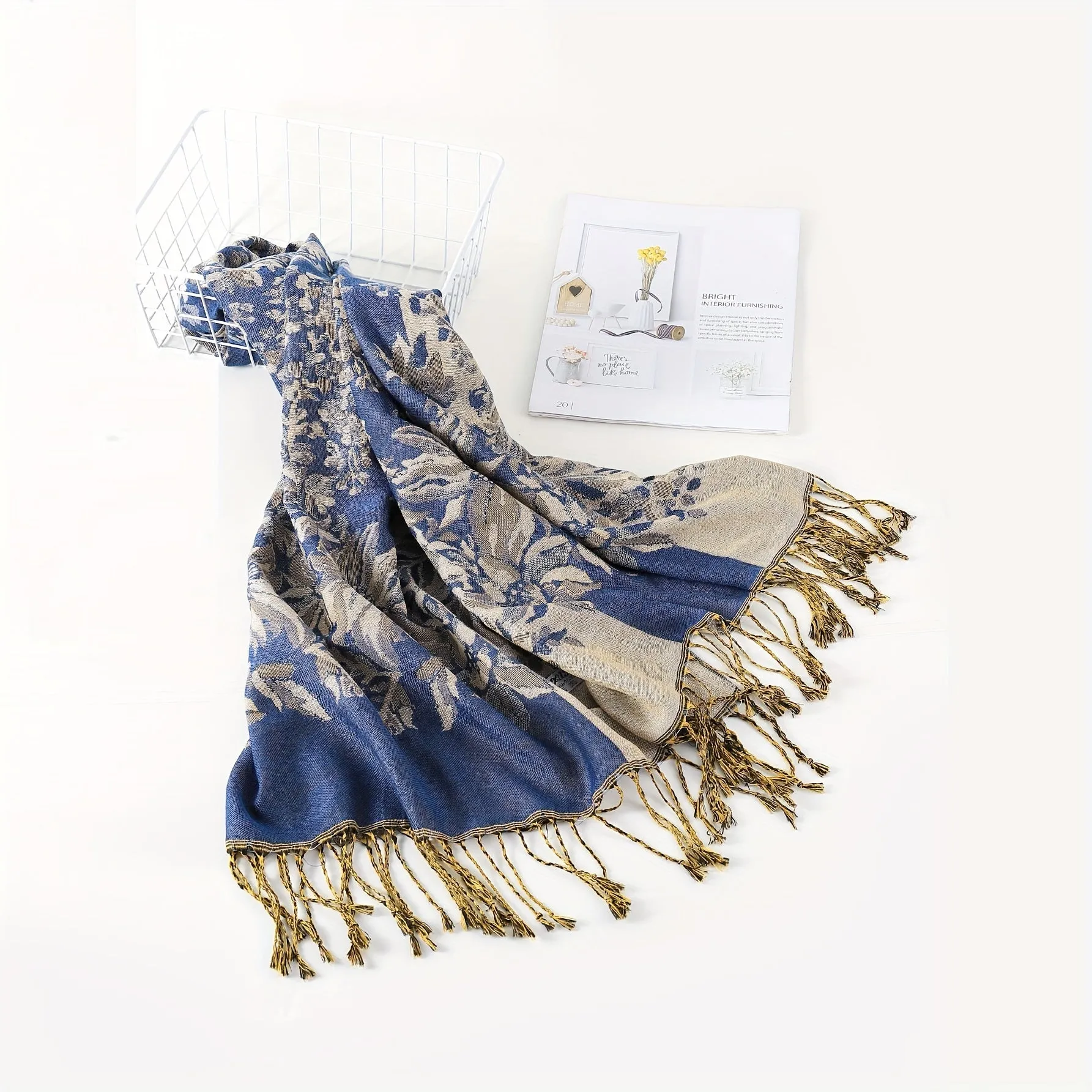 Long Grape Flower Scarf - Exquisitely Elegant, Ultra-Soft, Warm, and Windproof - Boho Vintage Inspired Tassel Shawl for Autumn and Winter Seasons