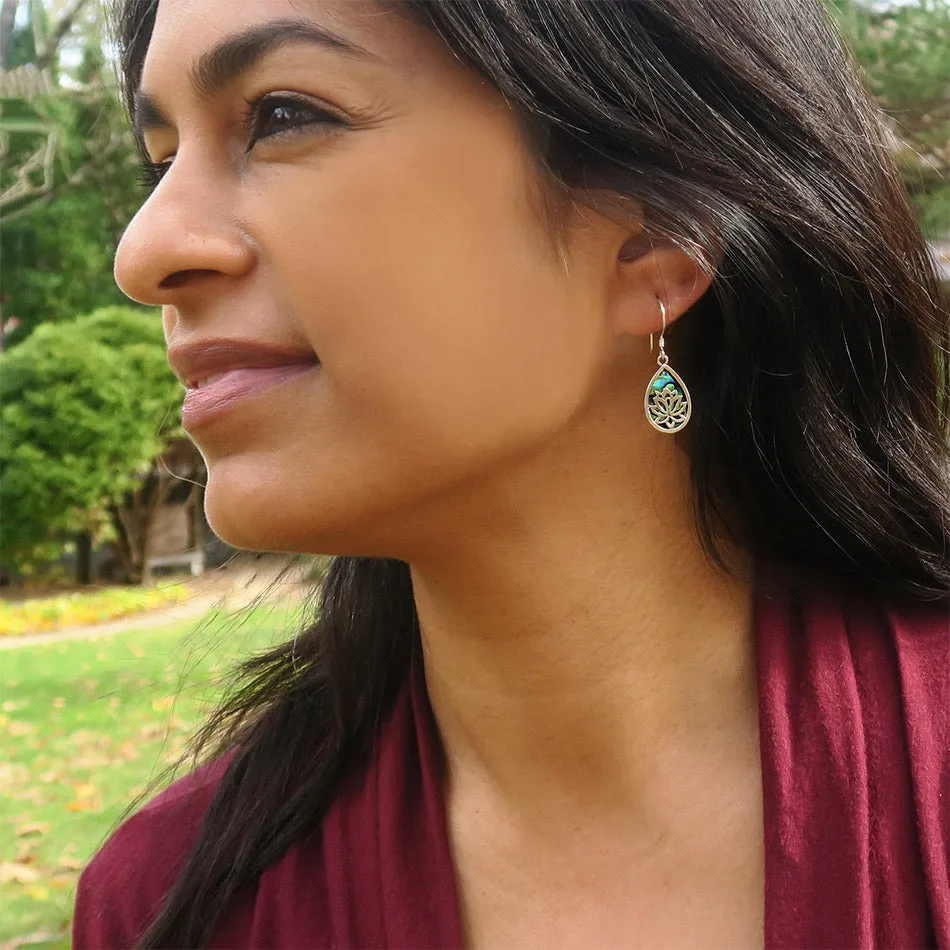 Lotus Abalone Earrings - Sterling Silver, Indonesia