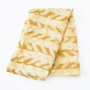 Maize Gold Chevron Handprinted Batik Linen Kitchen Tea Towel
