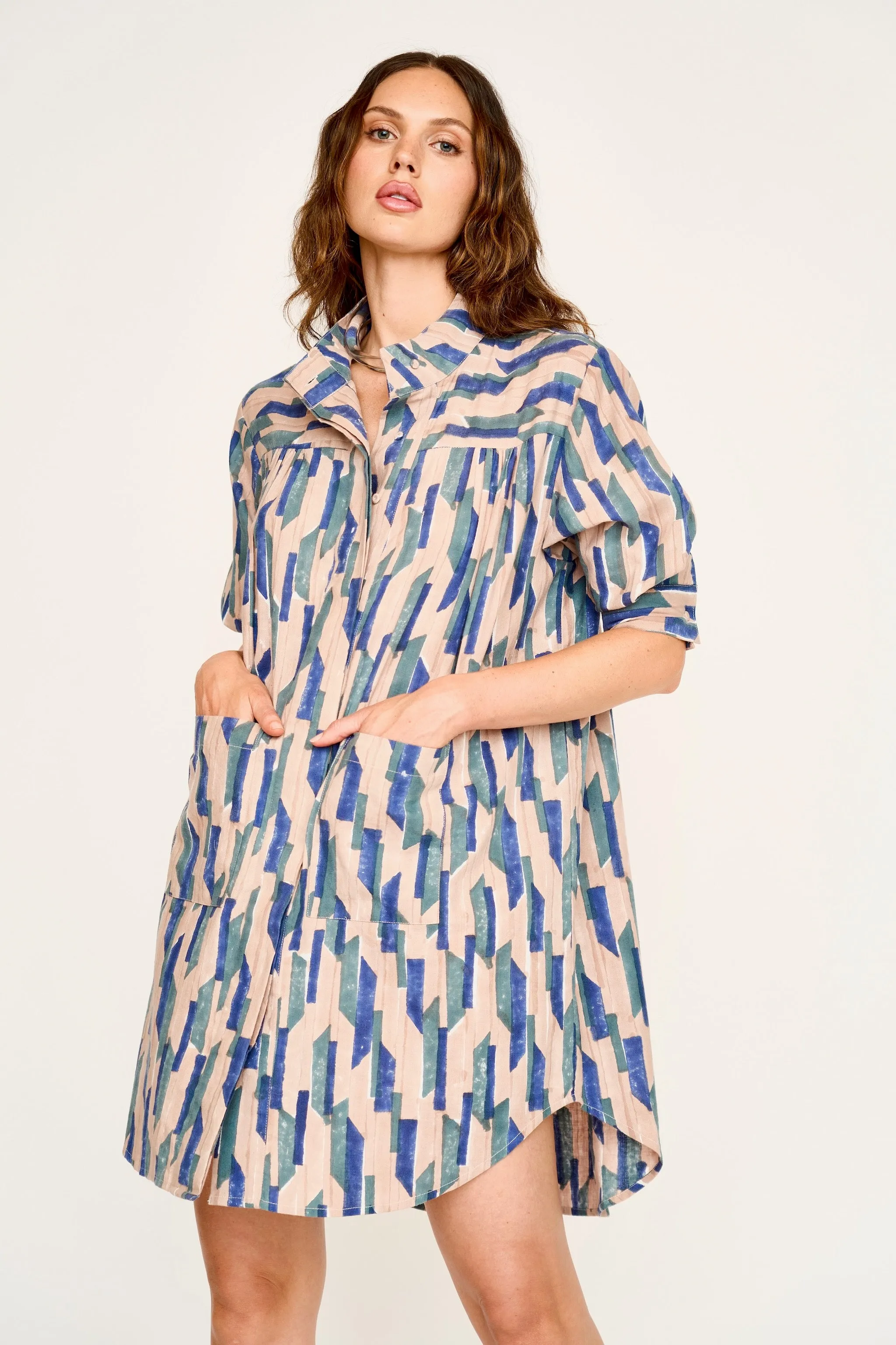 Marfa Dress in Cerulean Rainfall