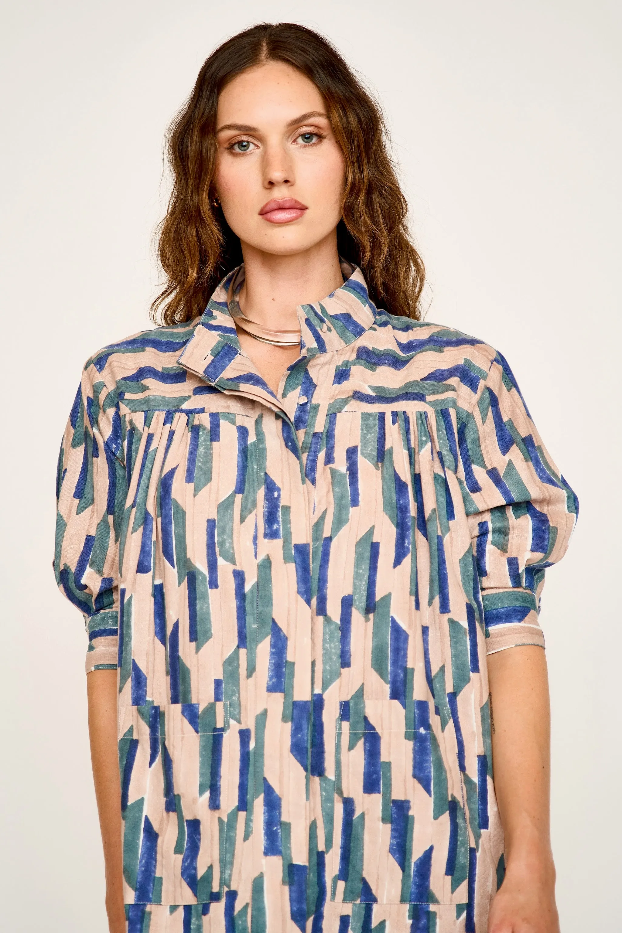 Marfa Dress in Cerulean Rainfall