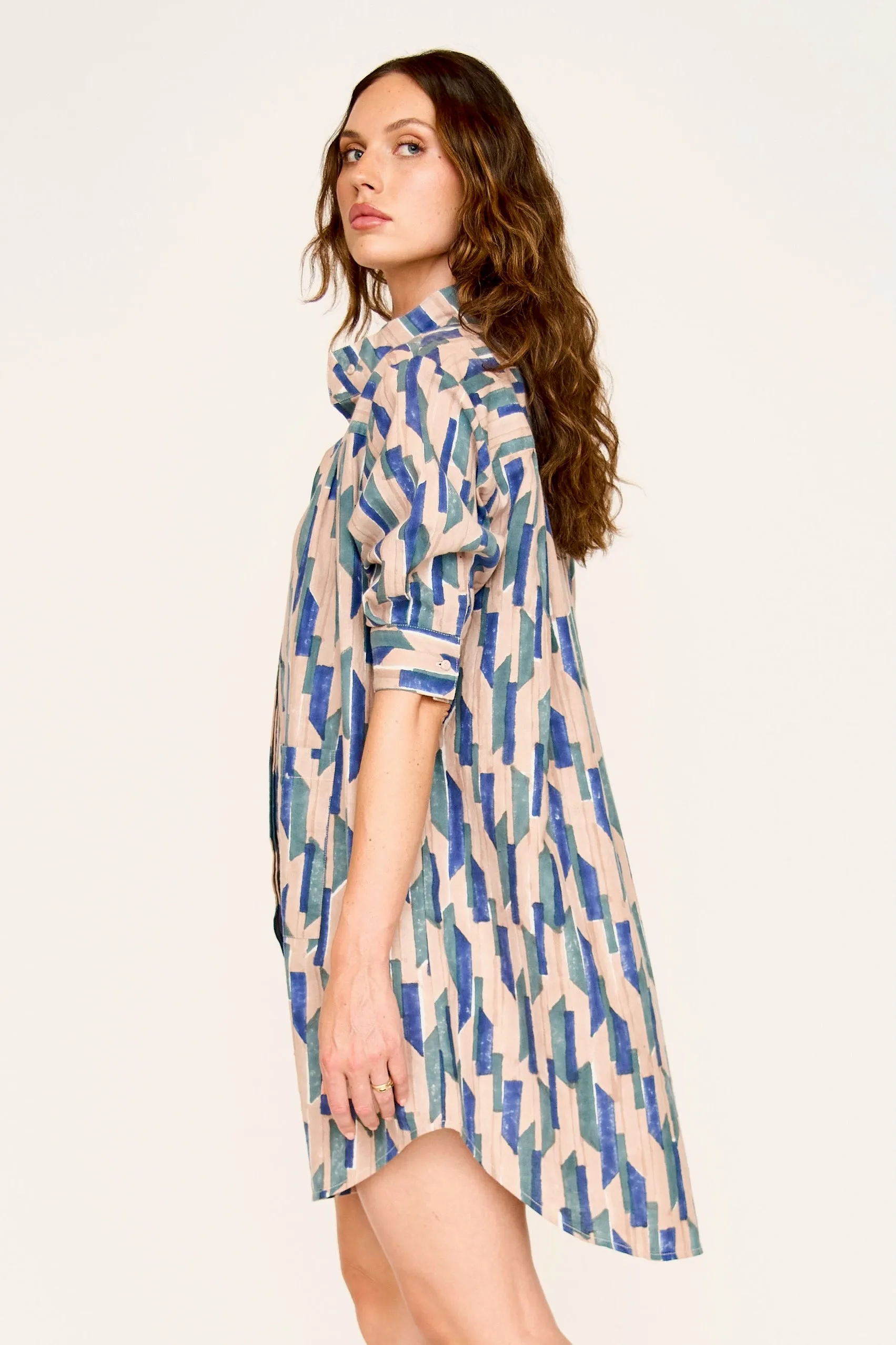 Marfa Dress in Cerulean Rainfall