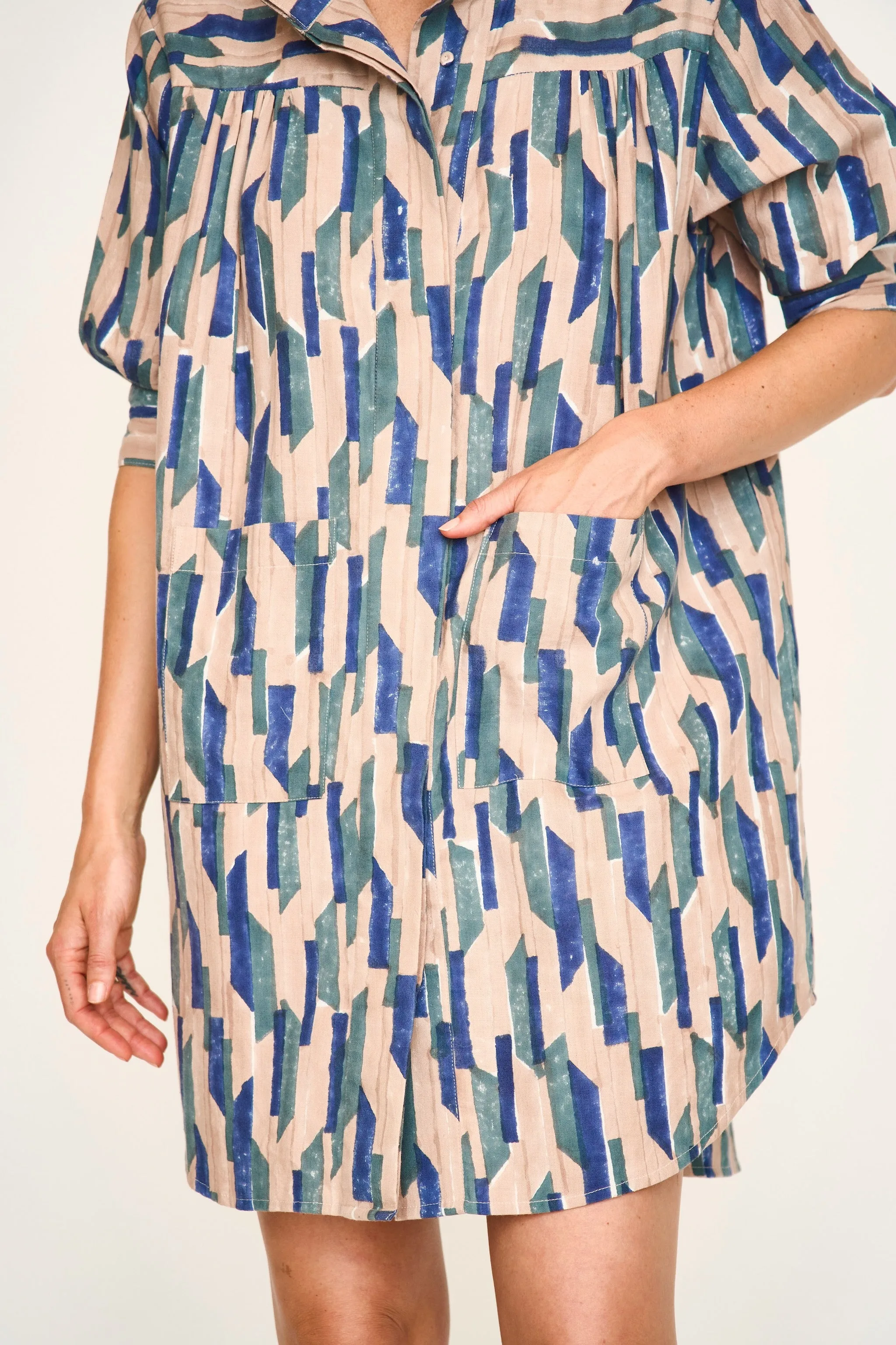 Marfa Dress in Cerulean Rainfall