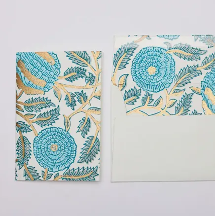 Marigold Glitz Turquoise Greeting Card