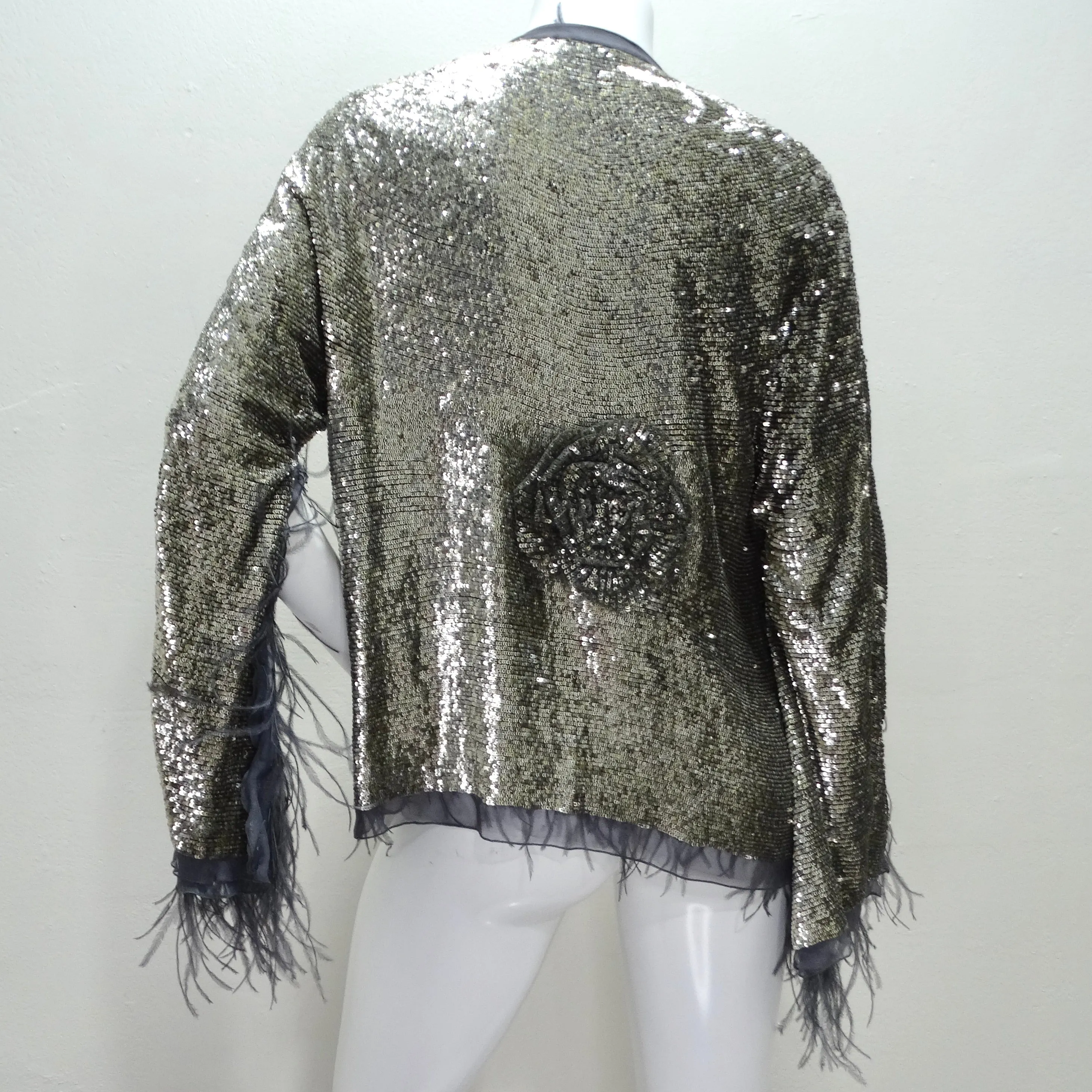 Maurizio Pecoraro 1990s Feather Sequin Evening Jacket