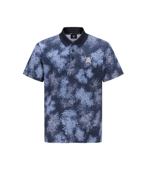 Men Sprinkled Pattern Short T-Shirt - Navy