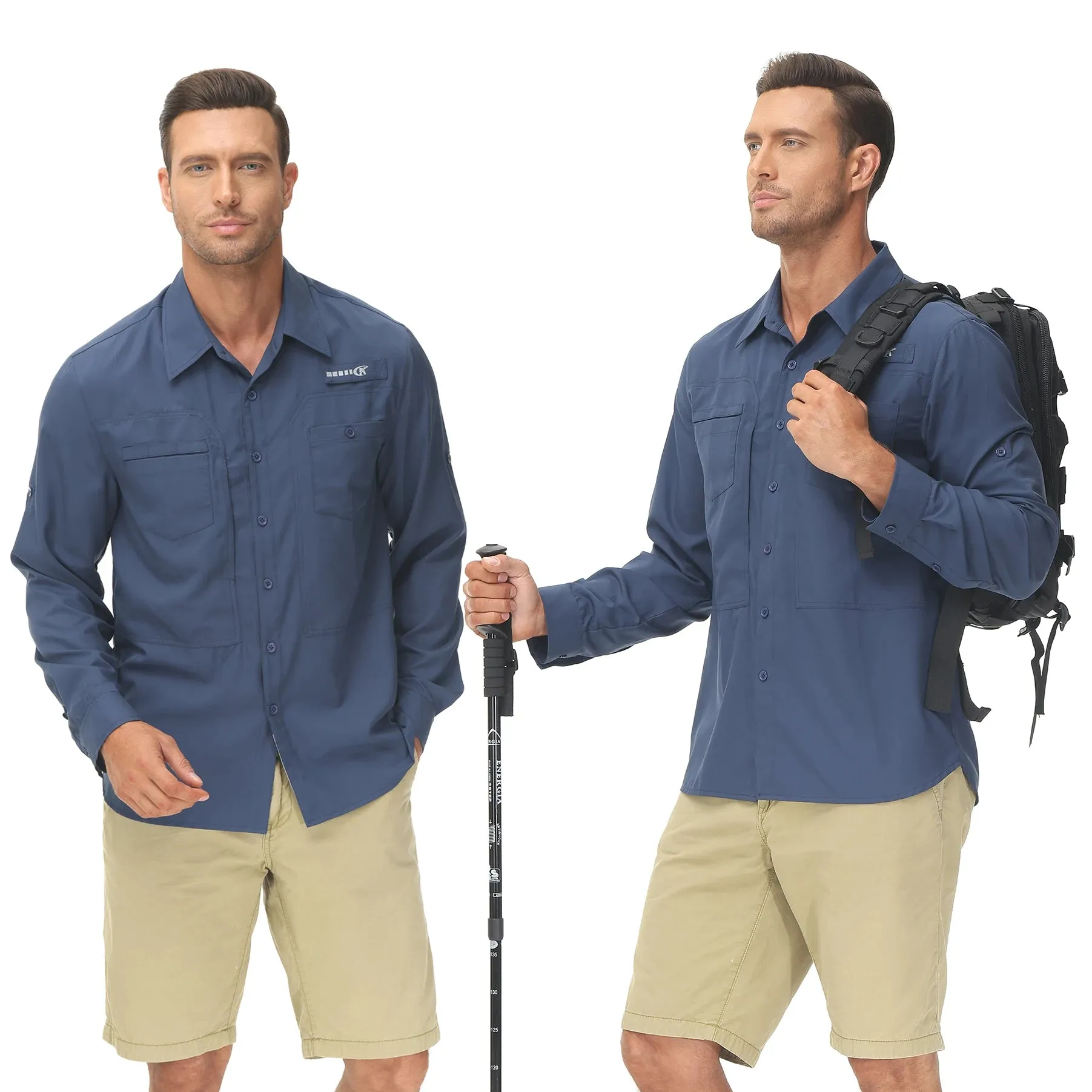 Men's Fishing Shirts Casual Cargo Hiking Shirt Long Sleeve UPF 50  Button Down Tactical Shirts Men's Blouse for Working Hiking