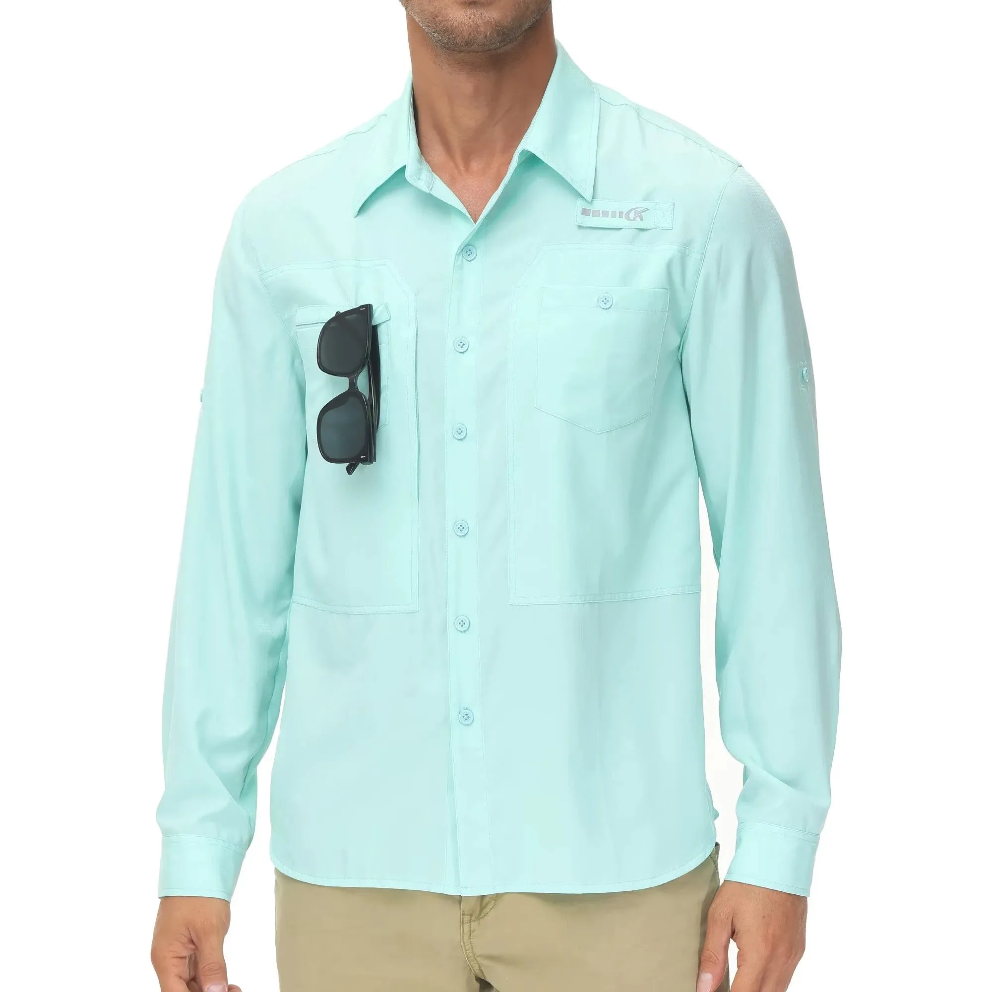 Men's Fishing Shirts Casual Cargo Hiking Shirt Long Sleeve UPF 50  Button Down Tactical Shirts Men's Blouse for Working Hiking