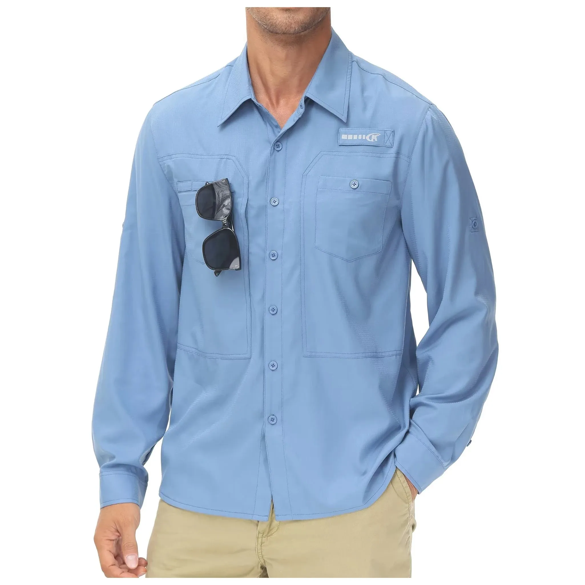 Men's Fishing Shirts Casual Cargo Hiking Shirt Long Sleeve UPF 50  Button Down Tactical Shirts Men's Blouse for Working Hiking