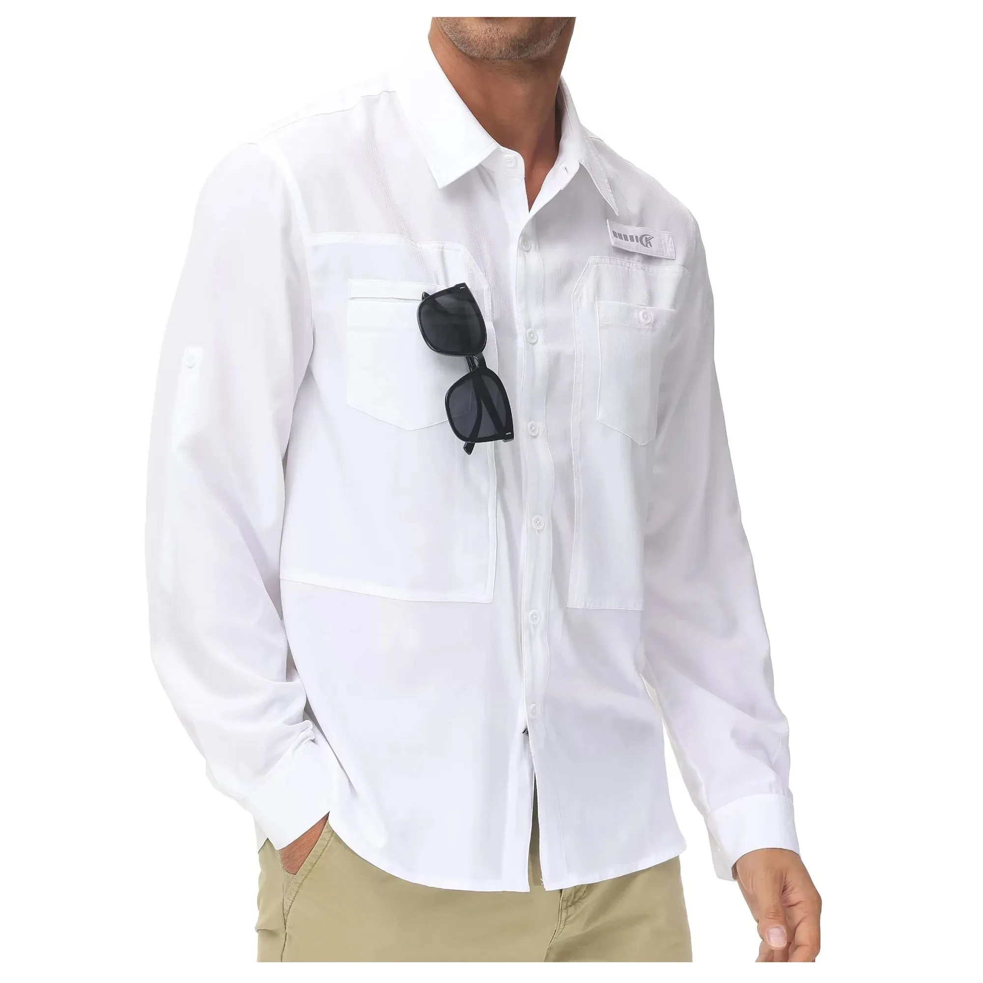 Men's Fishing Shirts Casual Cargo Hiking Shirt Long Sleeve UPF 50  Button Down Tactical Shirts Men's Blouse for Working Hiking
