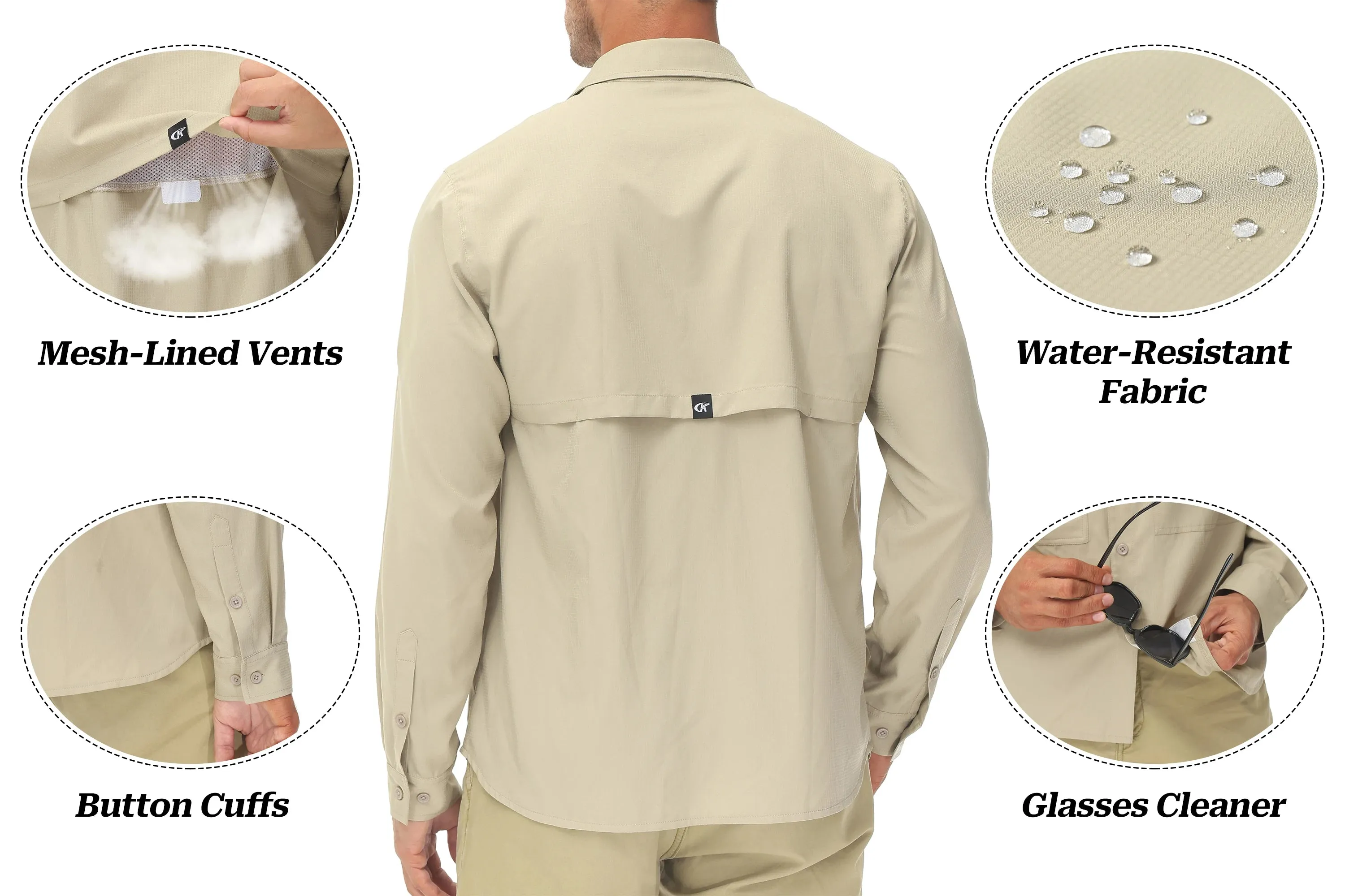 Men's Fishing Shirts Casual Cargo Hiking Shirt Long Sleeve UPF 50  Button Down Tactical Shirts Men's Blouse for Working Hiking