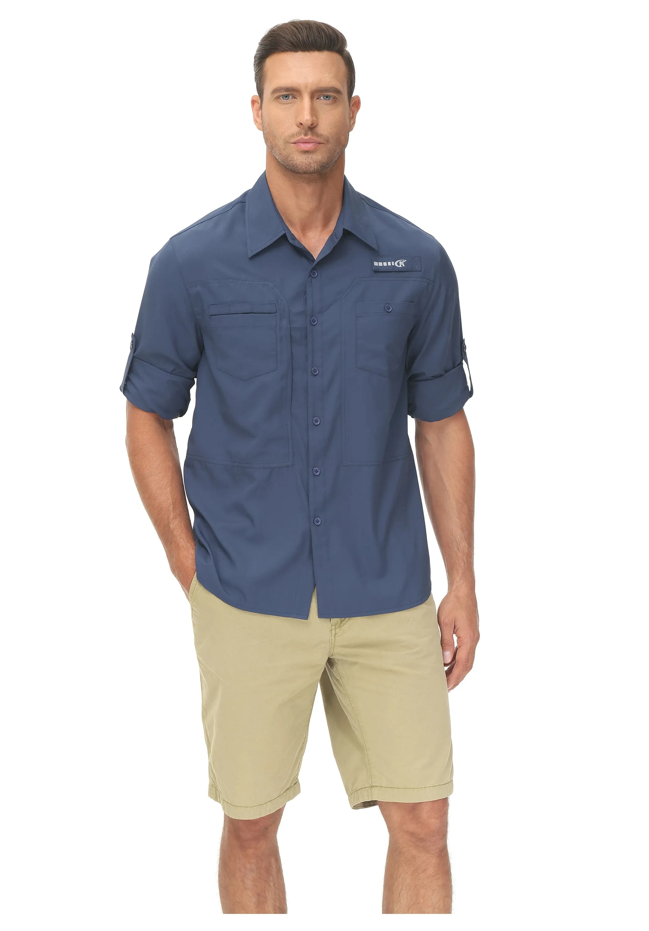 Men's Fishing Shirts Casual Cargo Hiking Shirt Long Sleeve UPF 50  Button Down Tactical Shirts Men's Blouse for Working Hiking
