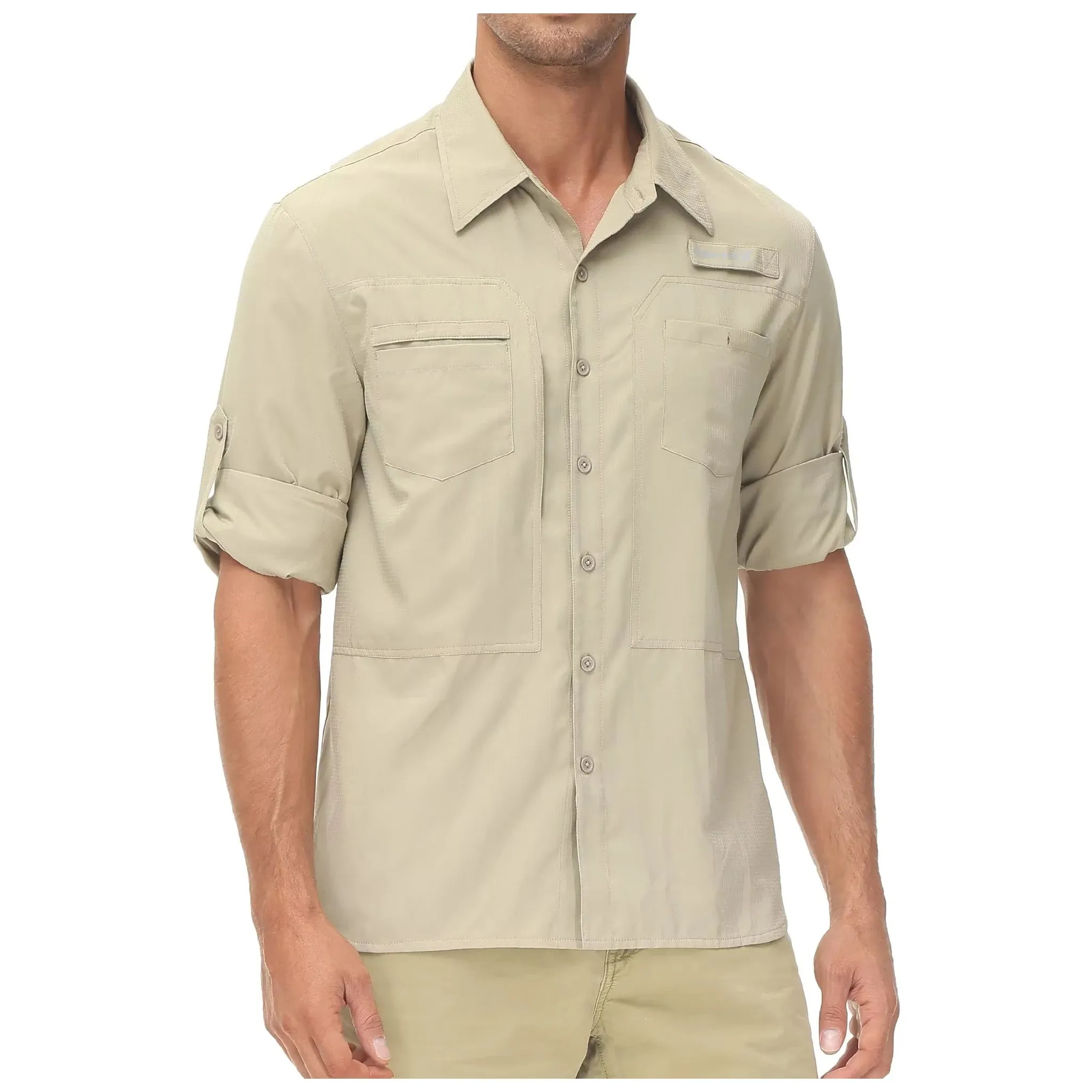 Men's Fishing Shirts Casual Cargo Hiking Shirt Long Sleeve UPF 50  Button Down Tactical Shirts Men's Blouse for Working Hiking