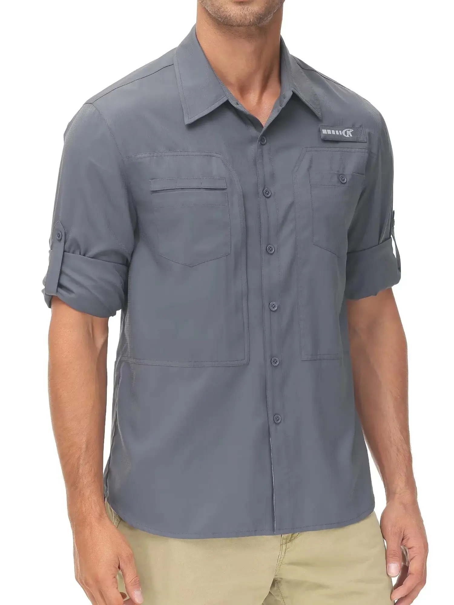 Men's Fishing Shirts Casual Cargo Hiking Shirt Long Sleeve UPF 50  Button Down Tactical Shirts Men's Blouse for Working Hiking