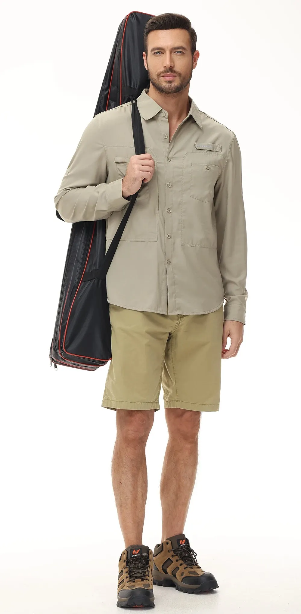 Men's Fishing Shirts Casual Cargo Hiking Shirt Long Sleeve UPF 50  Button Down Tactical Shirts Men's Blouse for Working Hiking