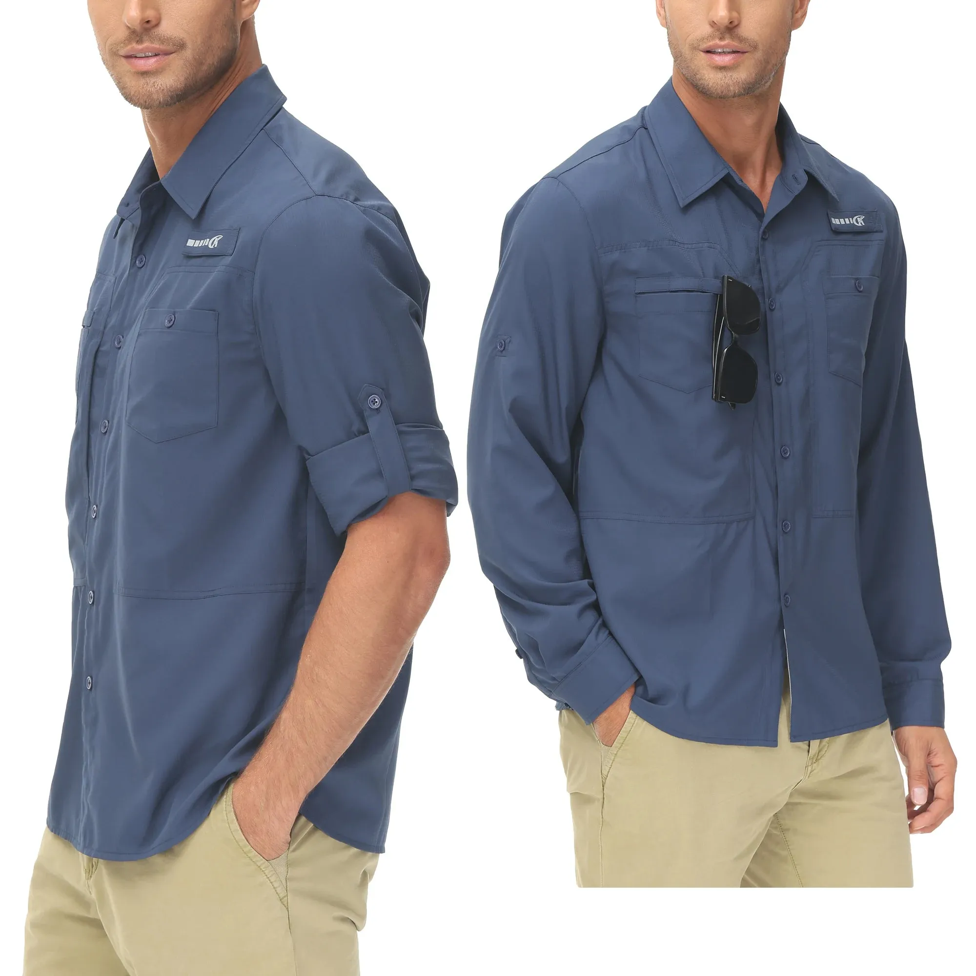 Men's Fishing Shirts Casual Cargo Hiking Shirt Long Sleeve UPF 50  Button Down Tactical Shirts Men's Blouse for Working Hiking