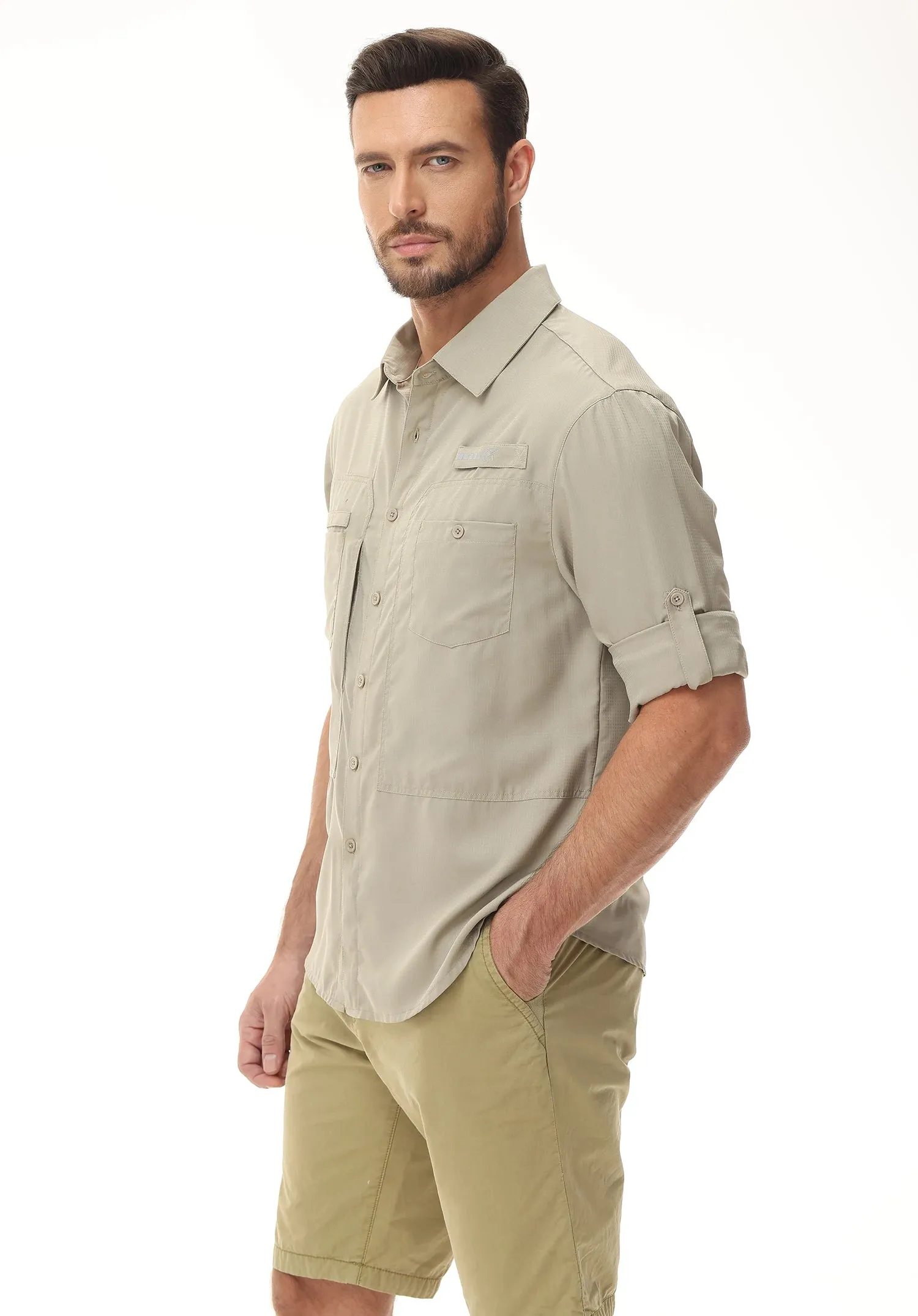 Men's Fishing Shirts Casual Cargo Hiking Shirt Long Sleeve UPF 50  Button Down Tactical Shirts Men's Blouse for Working Hiking