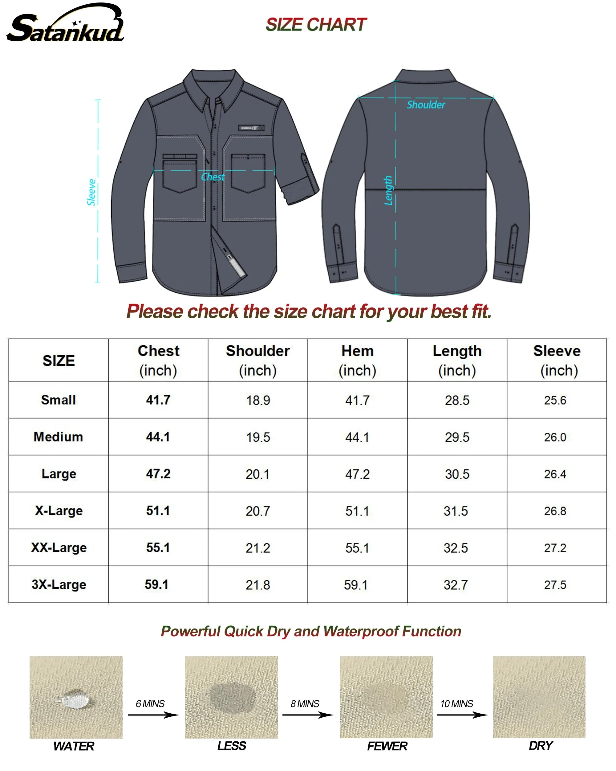 Men's Fishing Shirts Casual Cargo Hiking Shirt Long Sleeve UPF 50  Button Down Tactical Shirts Men's Blouse for Working Hiking