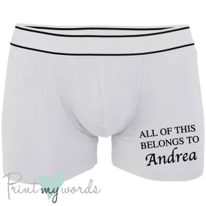 Men's Personalised Belongs To Boxer Shorts