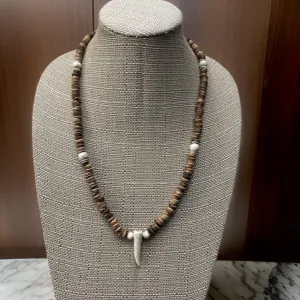 Men's White Stone Pendant Necklace