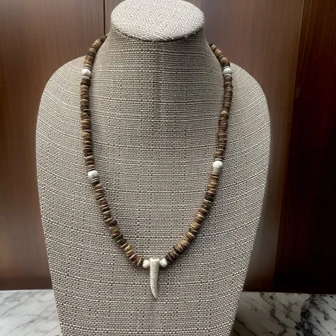 Men's White Stone Pendant Necklace