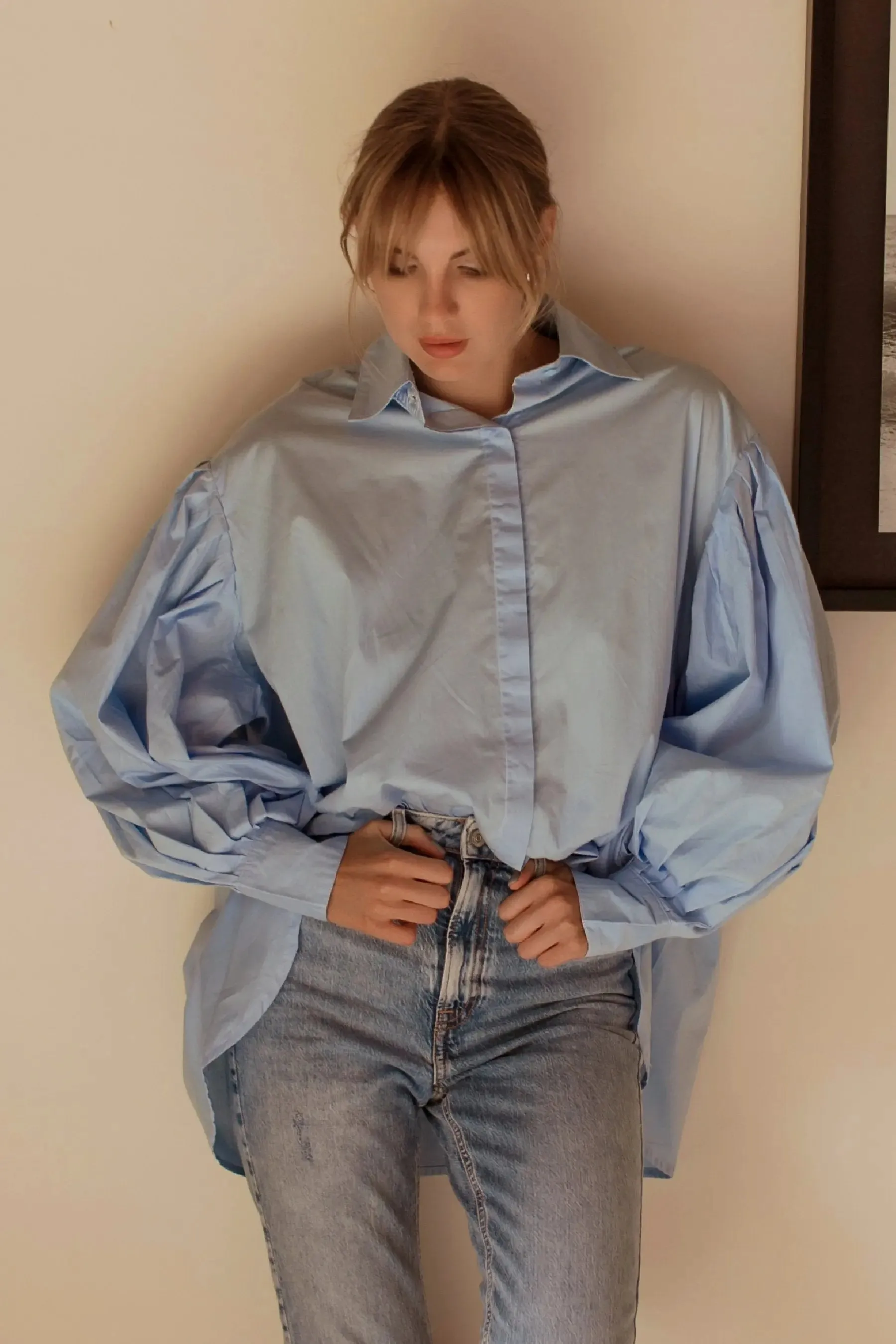 Merci Balloon Sleeve Oversized Shirt by Bali ELF