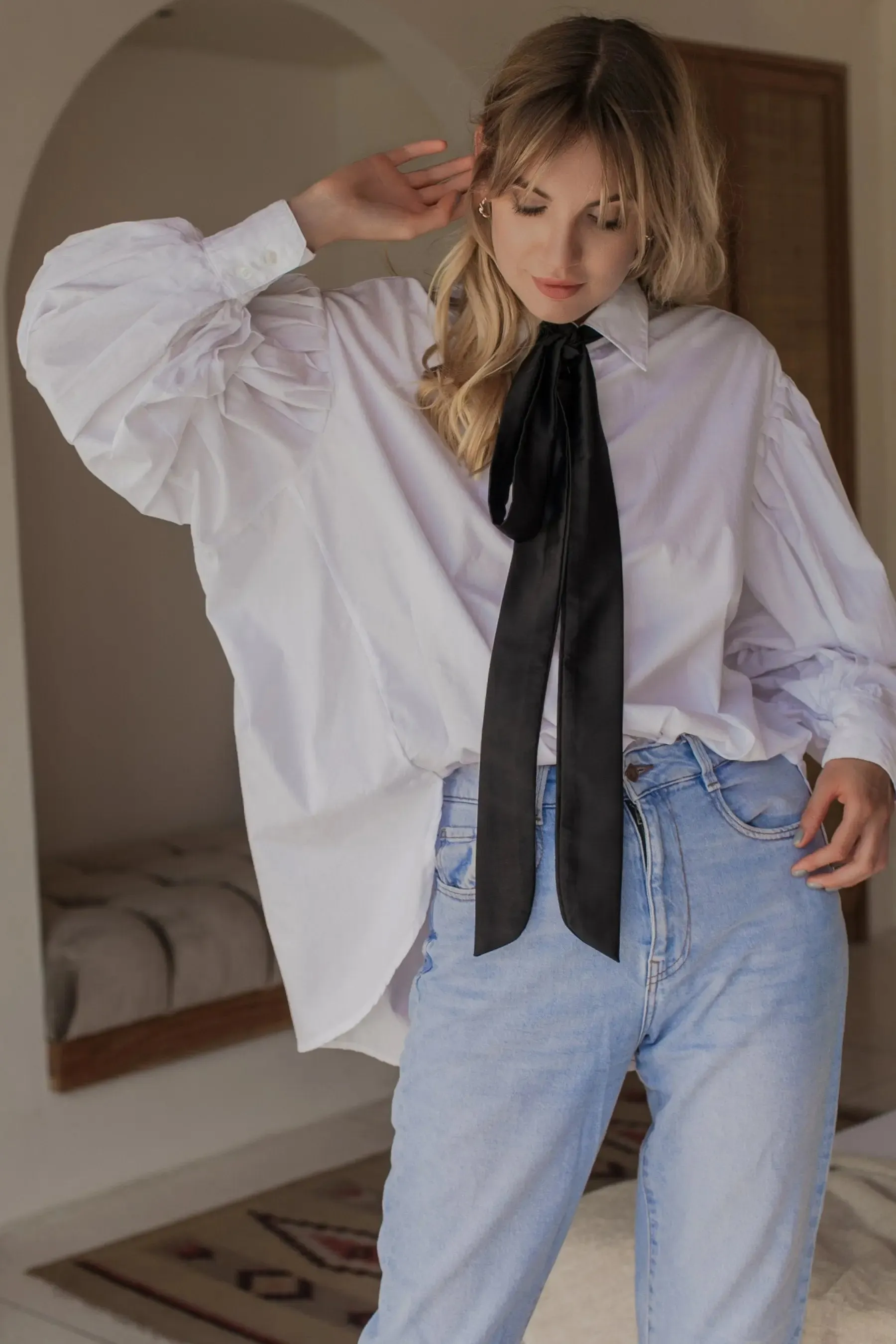 Merci Balloon Sleeve Oversized Shirt by Bali ELF