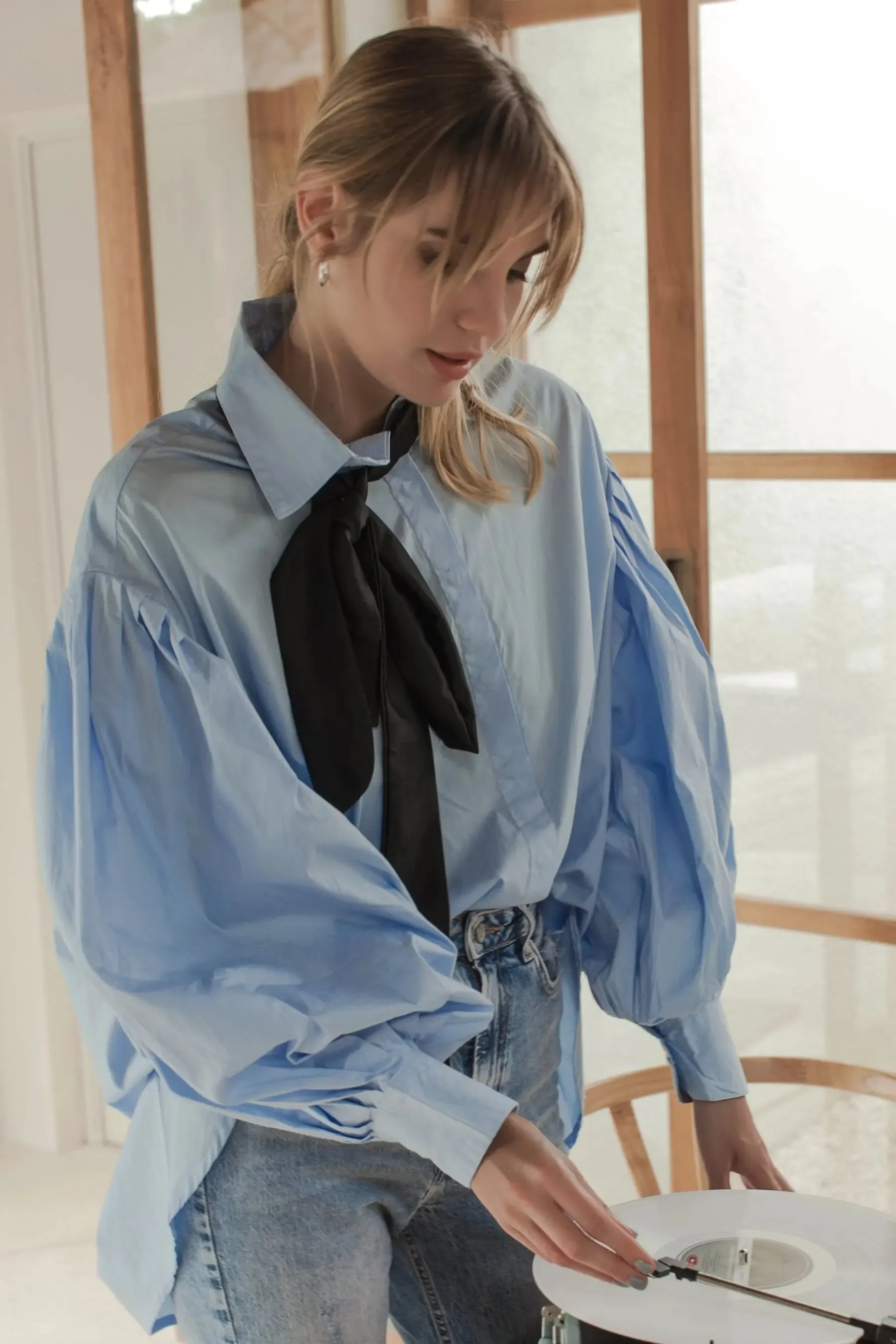 Merci Balloon Sleeve Oversized Shirt by Bali ELF