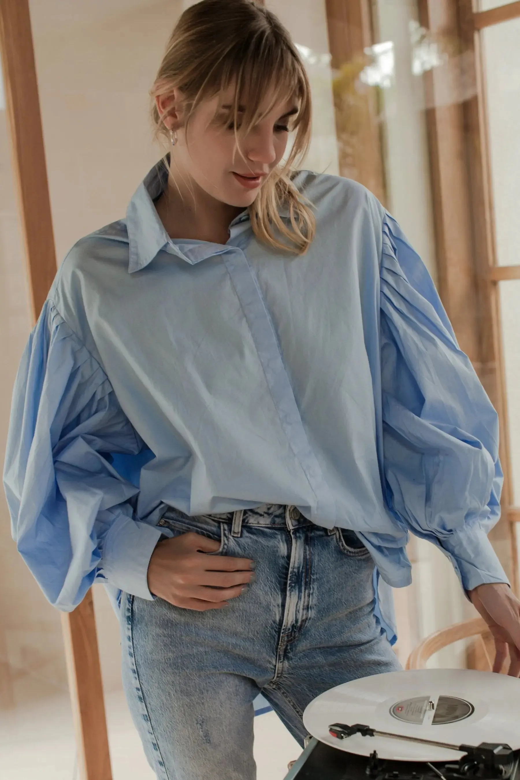 Merci Balloon Sleeve Oversized Shirt by Bali ELF