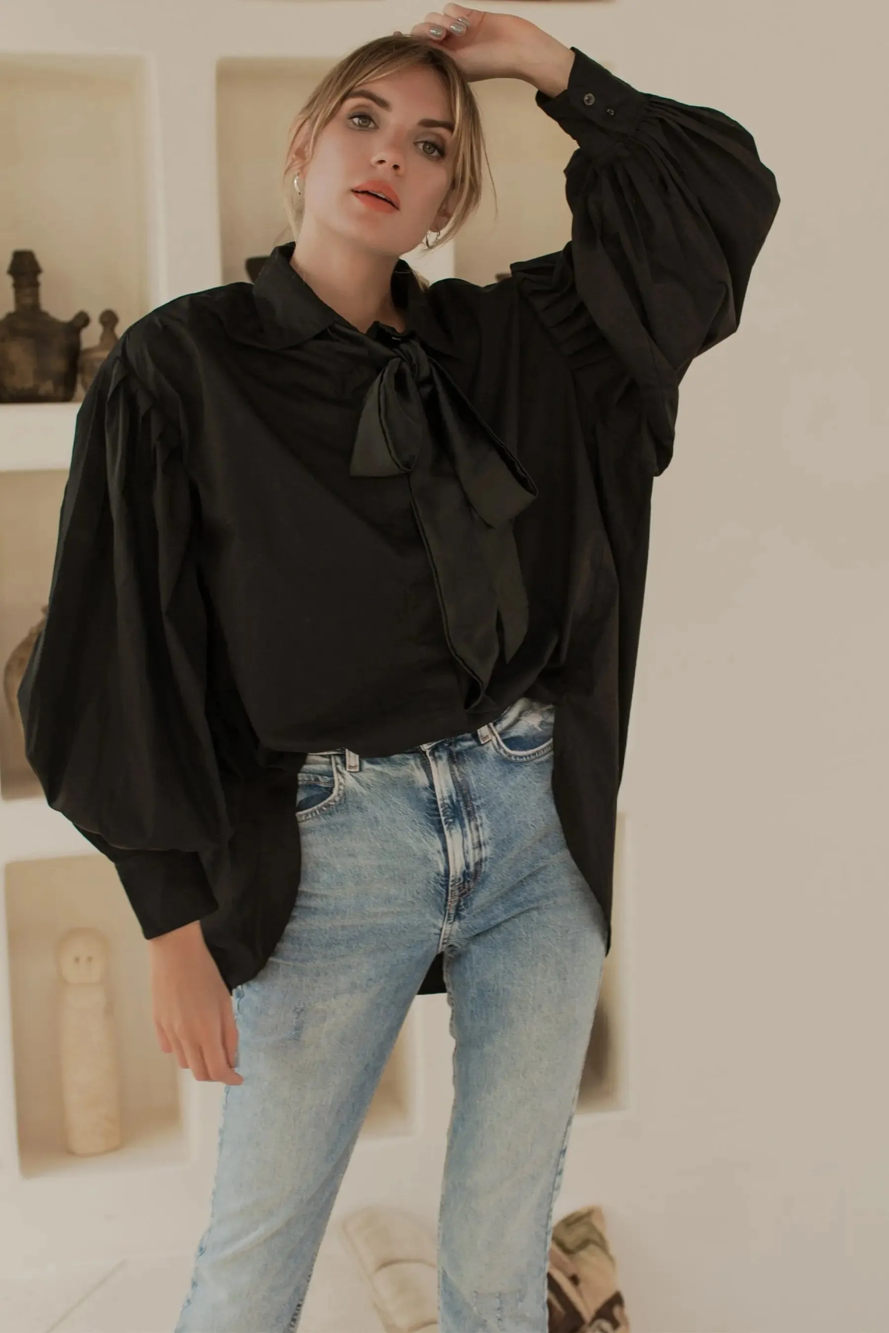 Merci Balloon Sleeve Oversized Shirt by Bali ELF