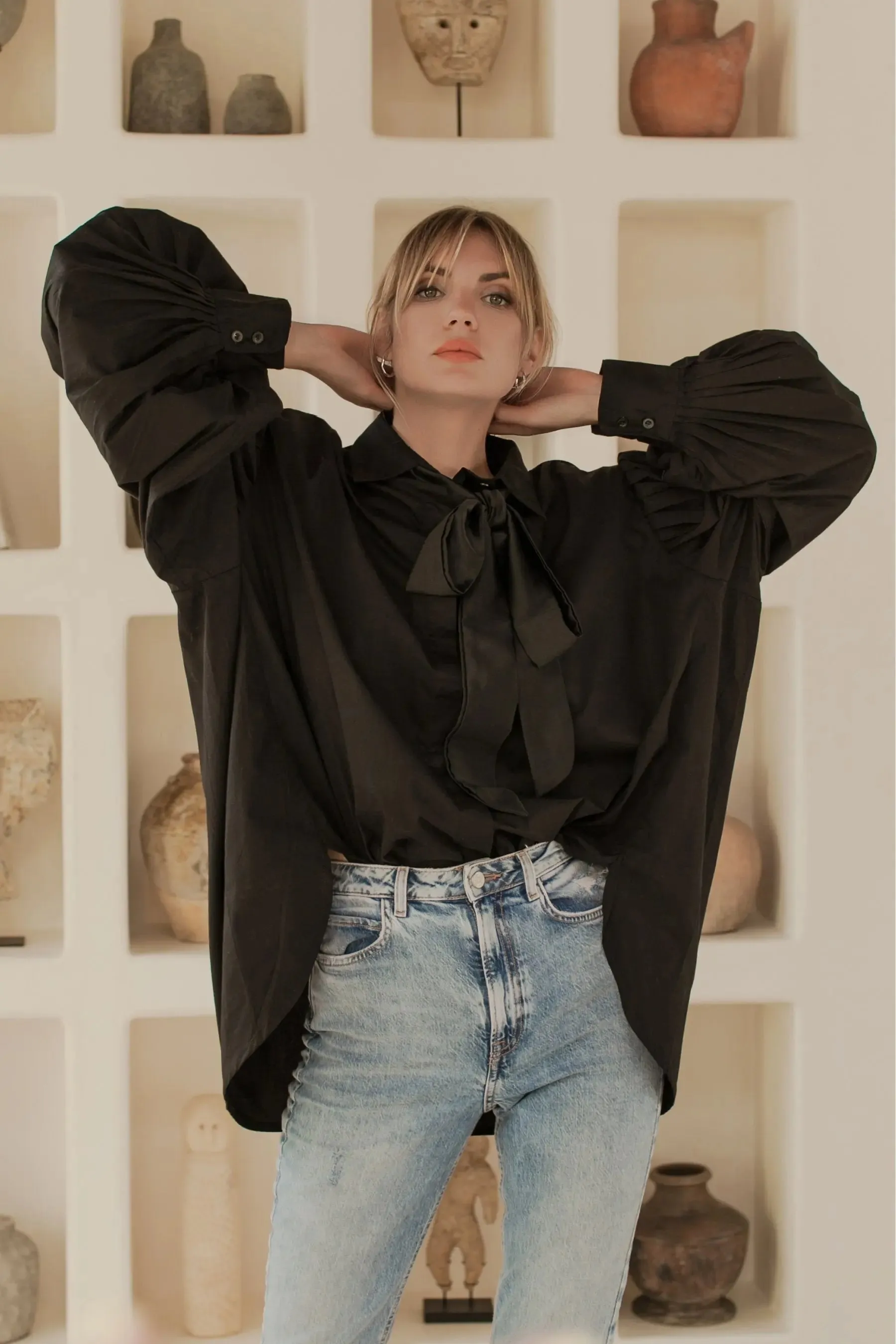 Merci Balloon Sleeve Oversized Shirt by Bali ELF