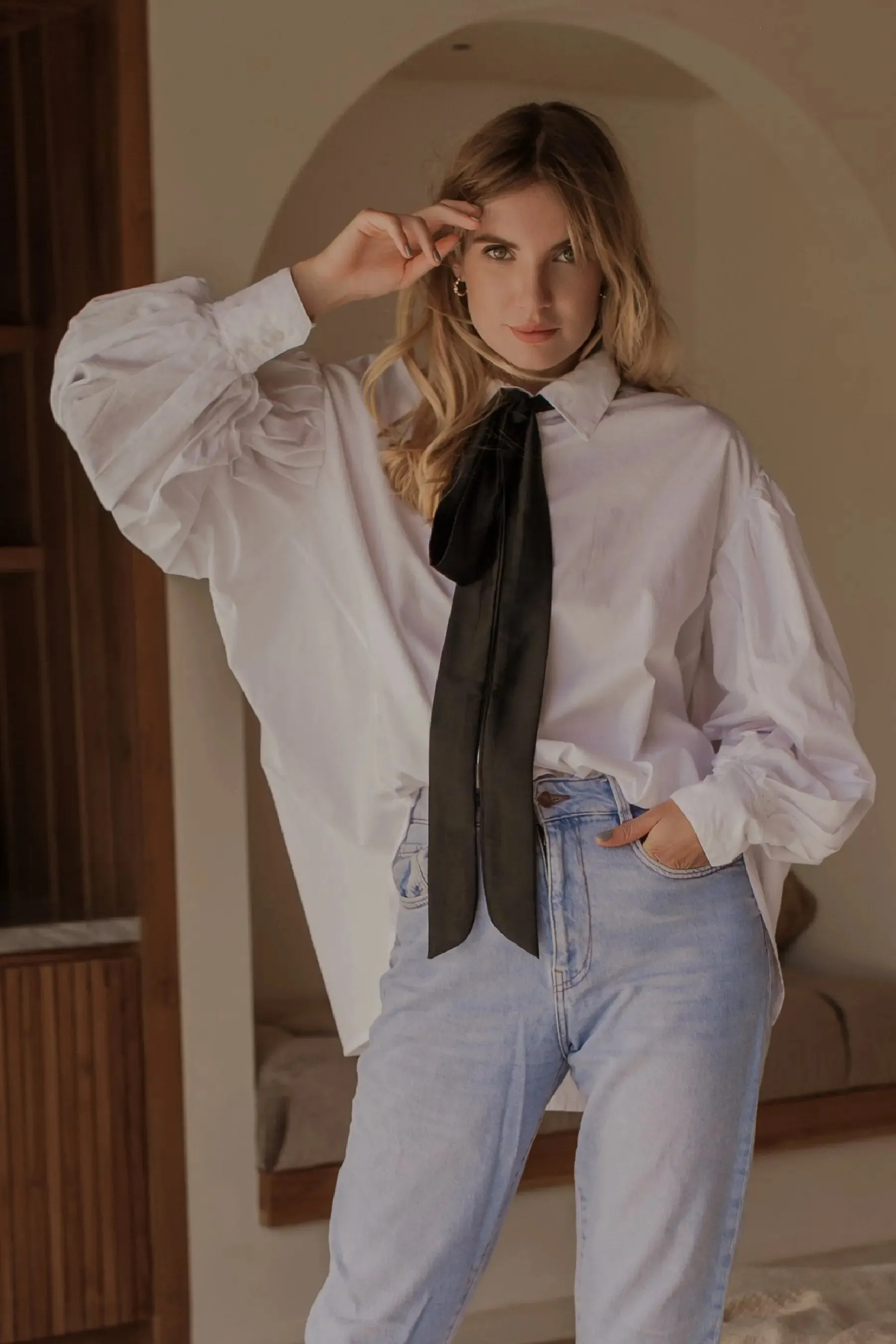 Merci Balloon Sleeve Oversized Shirt by Bali ELF