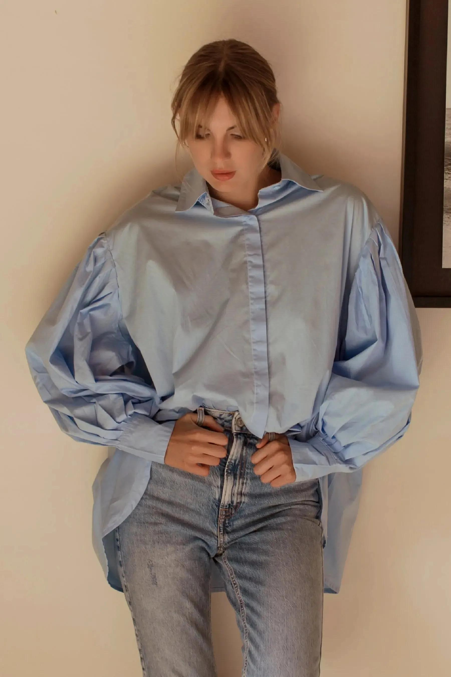 Merci Balloon Sleeve Oversized Shirt by Bali ELF