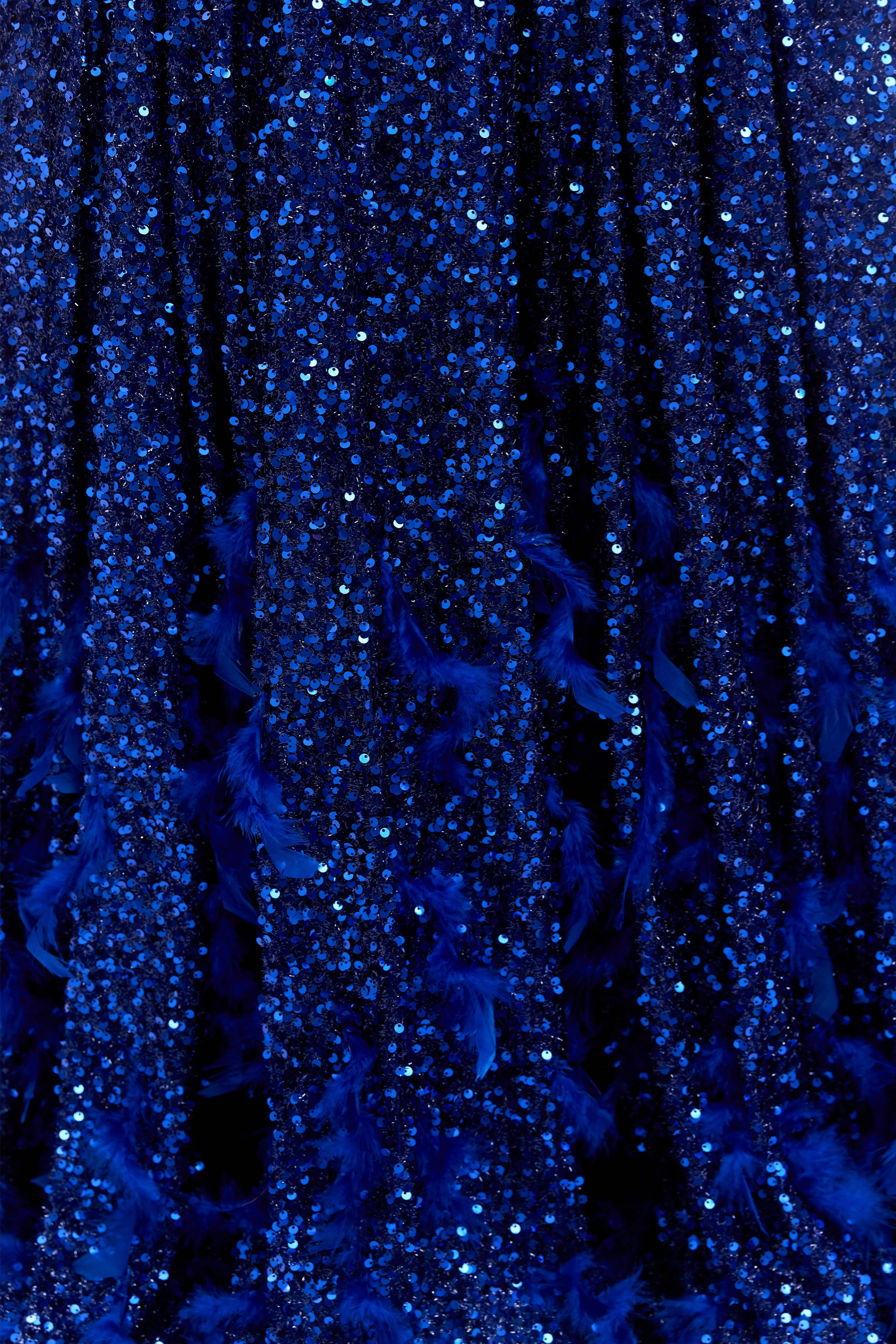 Mermaid Jewel Sequined Floor-length Long Sleeve With Feather Prom Dress