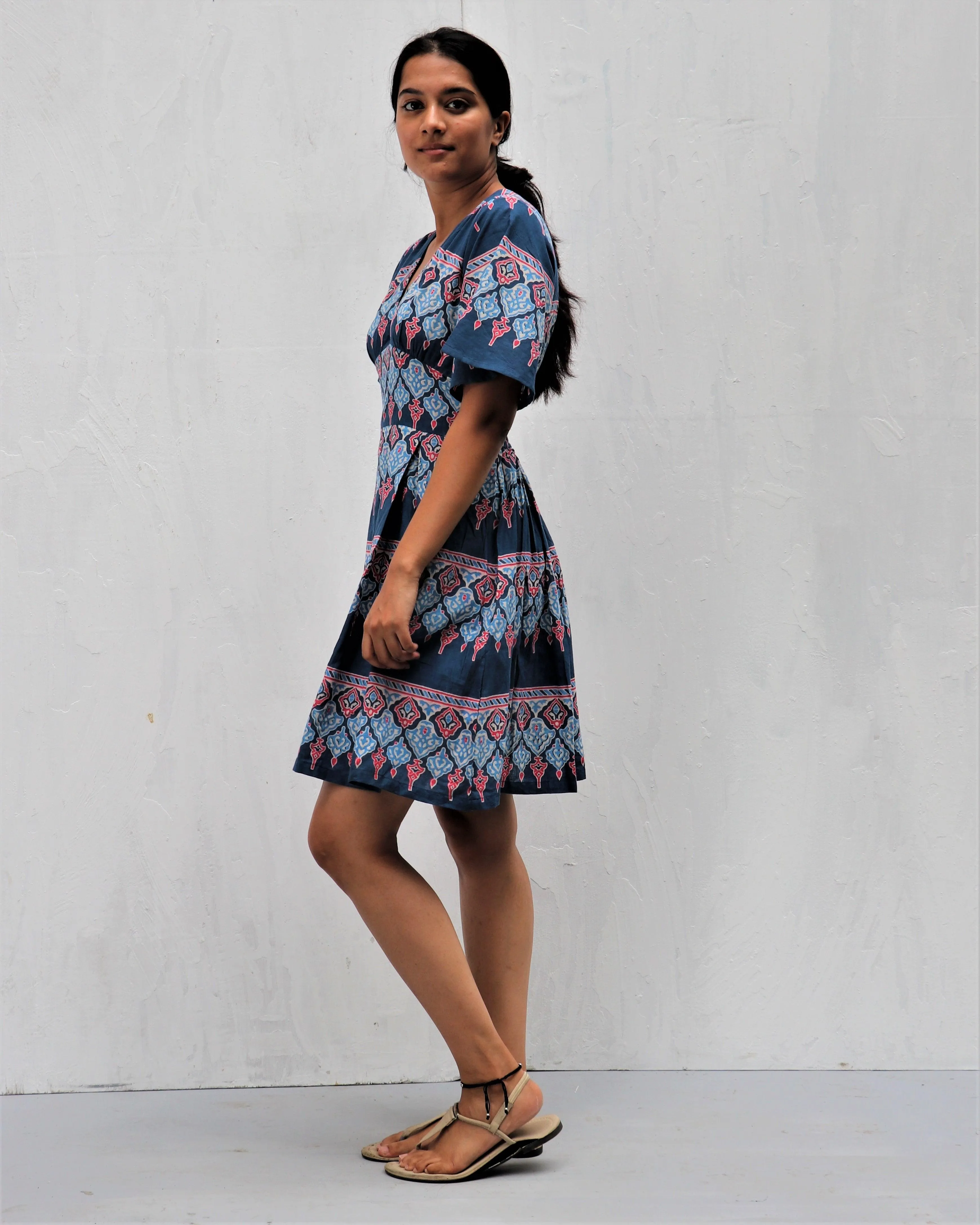 Midnight Dream Hand Block-Printed Cotton Dress -  Neelanjali