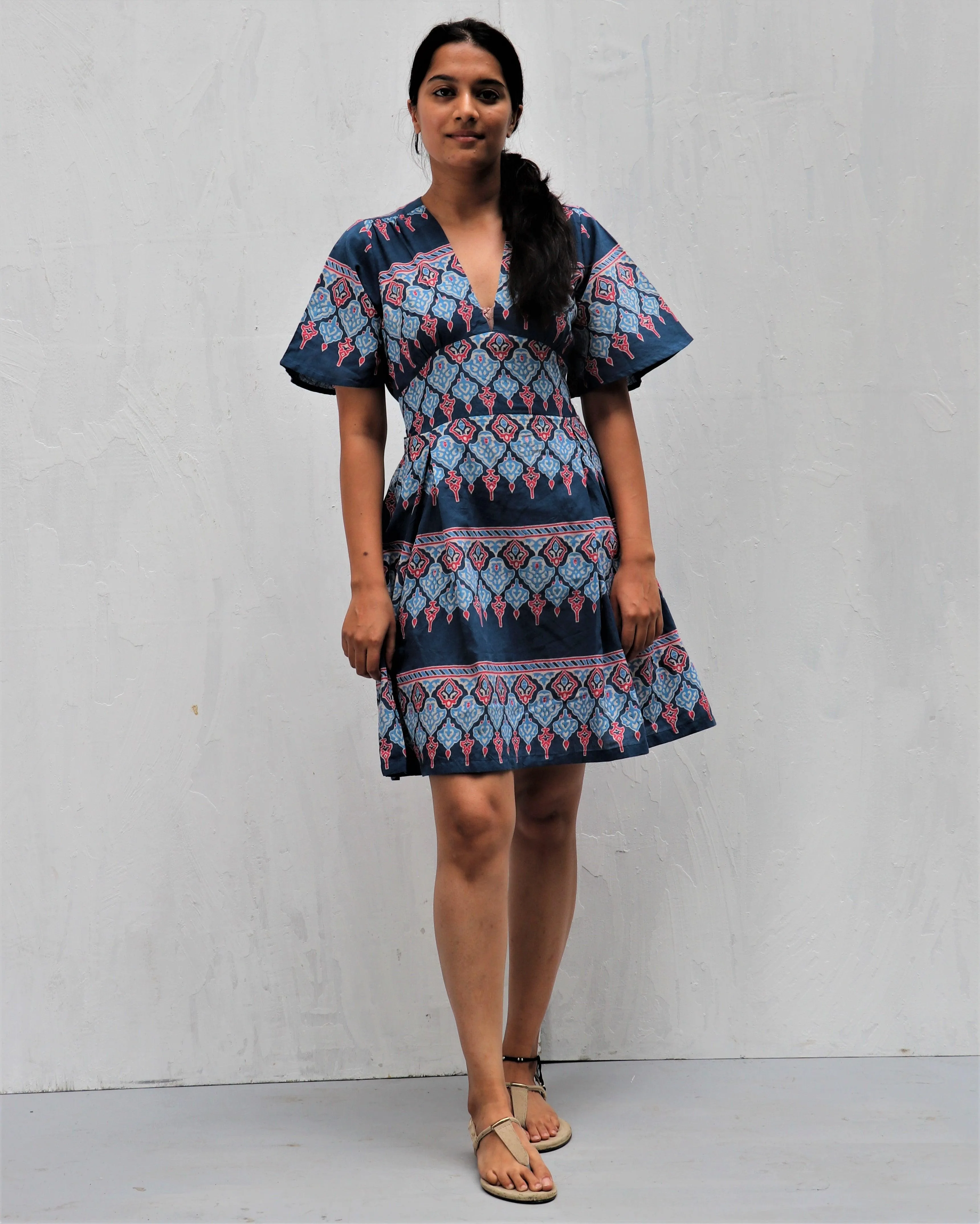 Midnight Dream Hand Block-Printed Cotton Dress -  Neelanjali