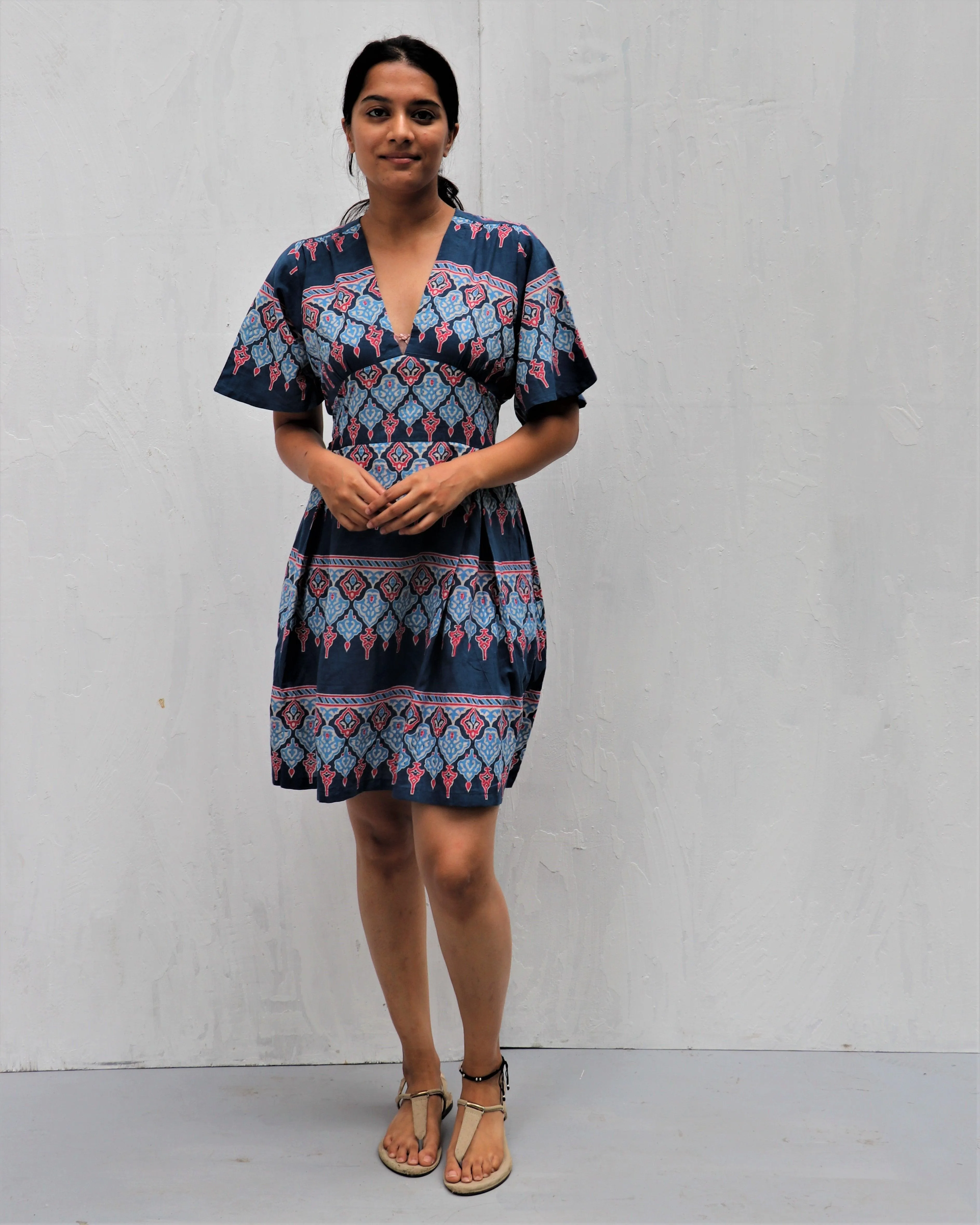 Midnight Dream Hand Block-Printed Cotton Dress -  Neelanjali