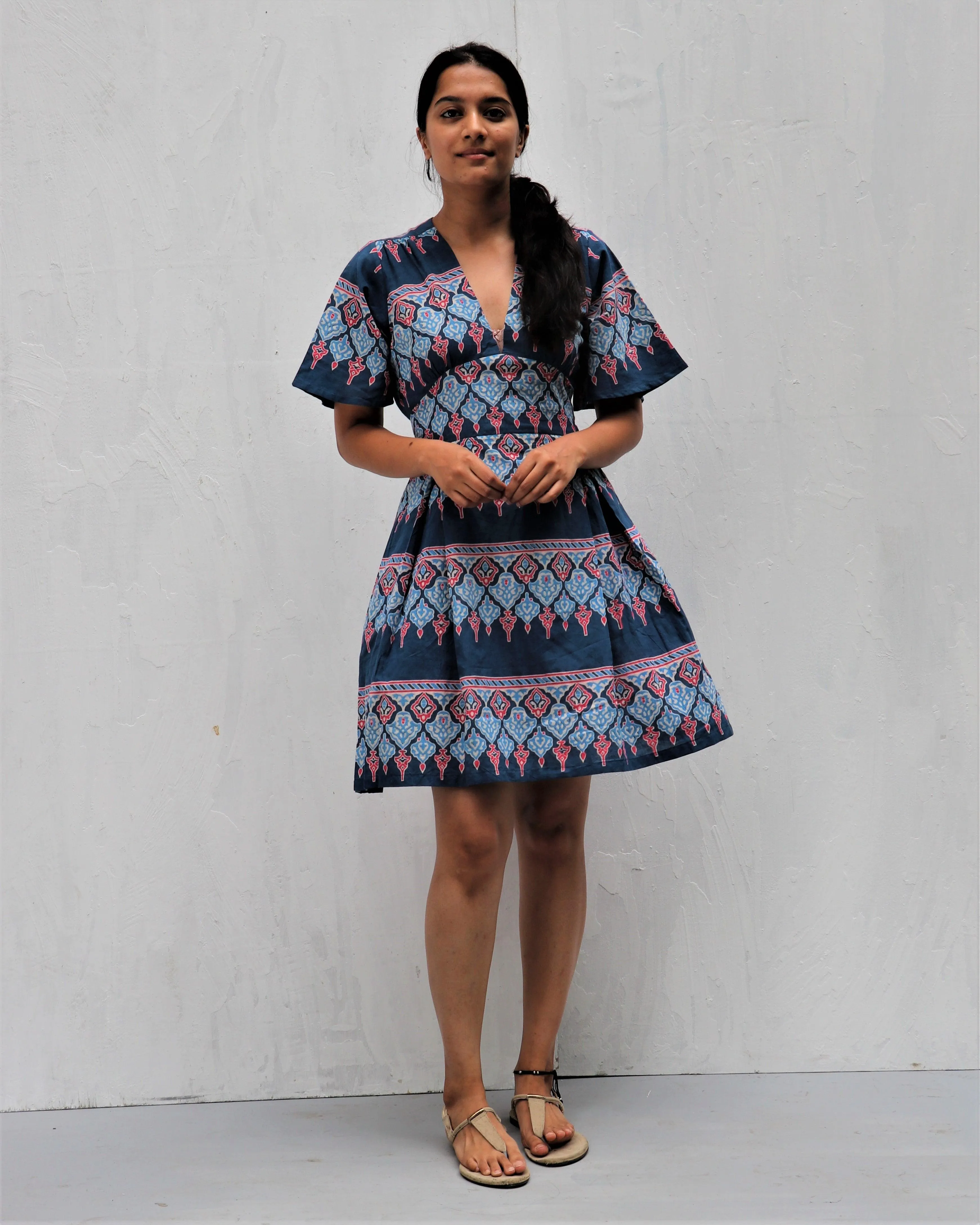 Midnight Dream Hand Block-Printed Cotton Dress -  Neelanjali